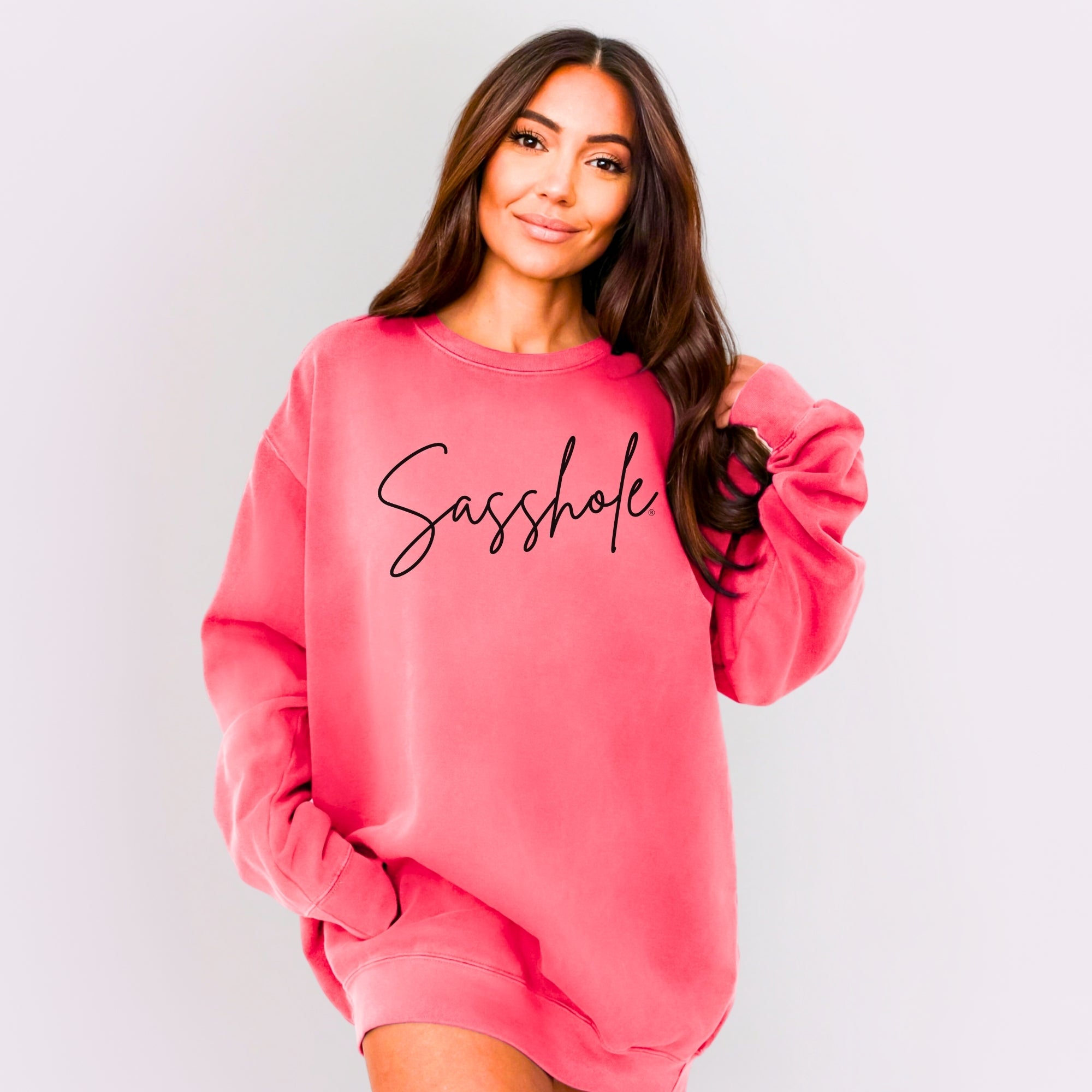 Image of Sasshole Women’s Relaxed Fit Graphic Sweatshirt – Comfort Colors® Funny Pullover