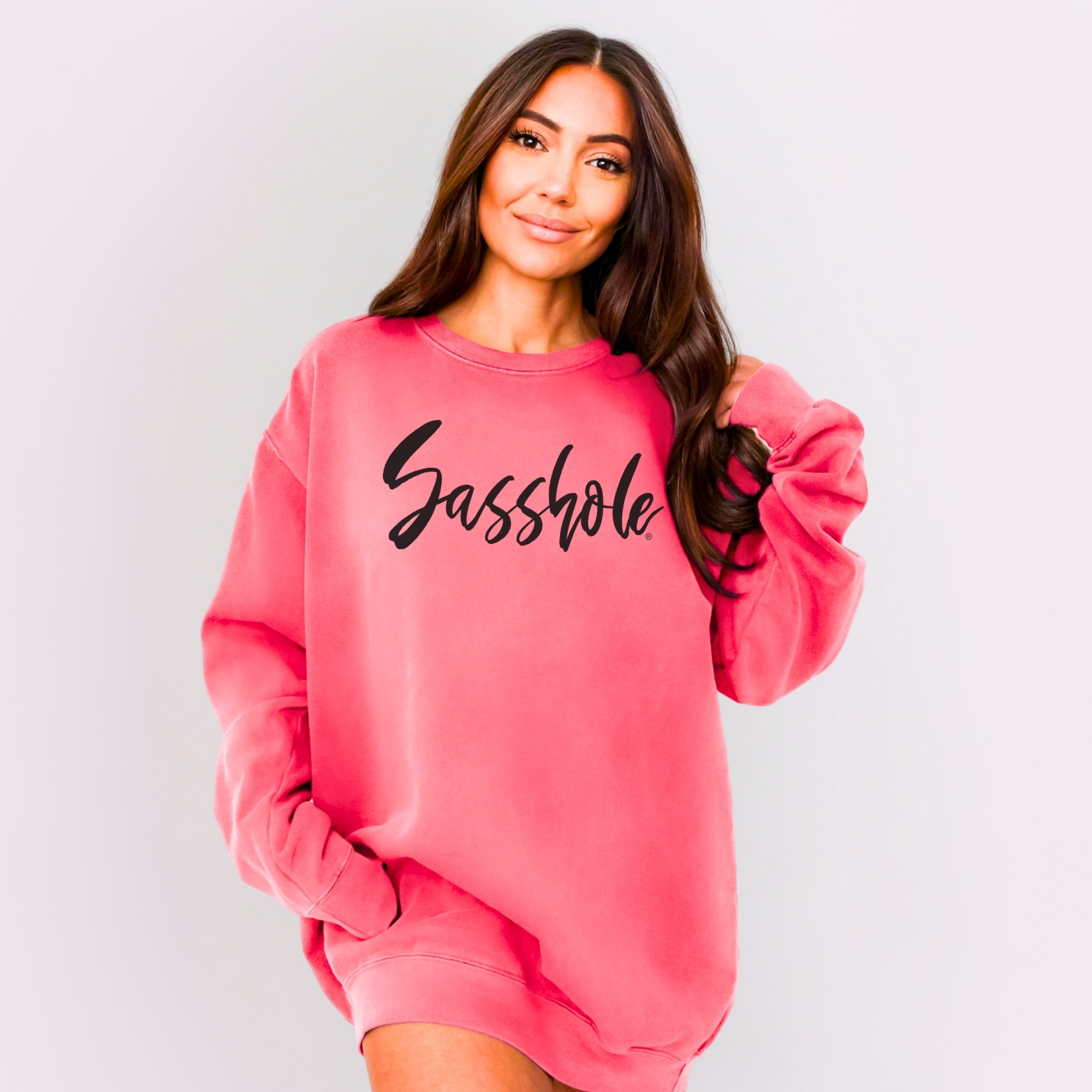 Image of Sasshole Women’s Relaxed Fit Comfort Colors® Sweatshirt – Funny Graphic Pullover