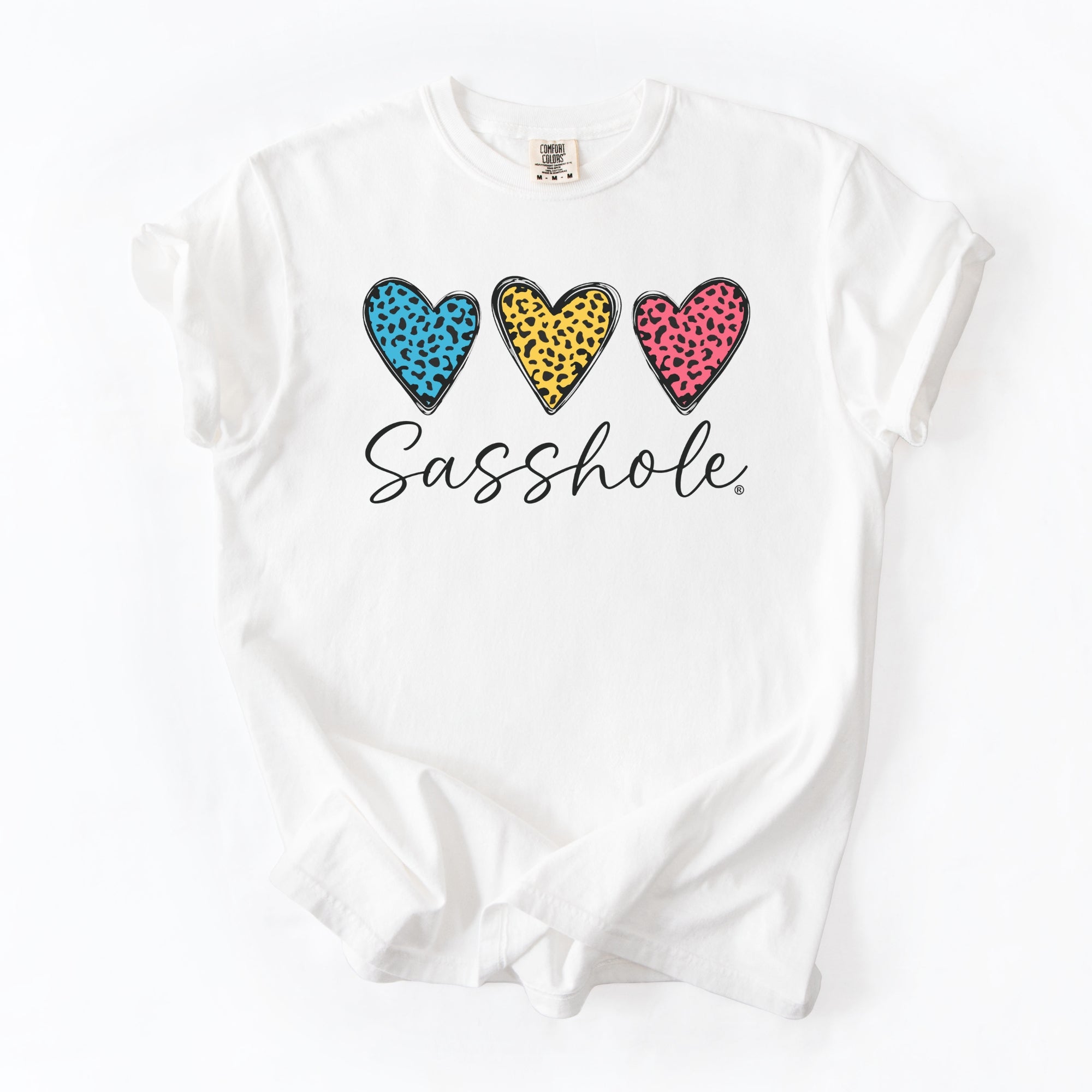 Image of Sasshole Women’s Comfort Colors® Tee – “Triple Heart” Funny Graphic T-Shirt, Bold Statement Shirt