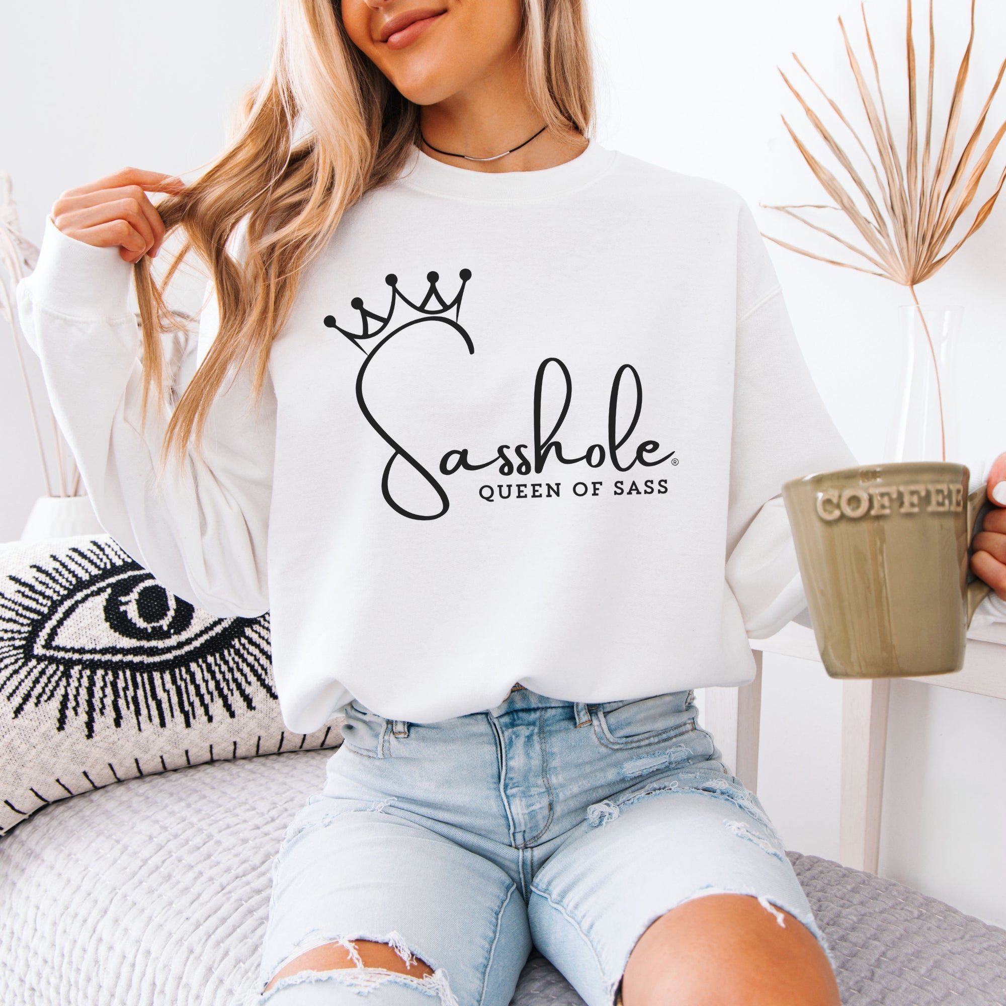 Image of Sass in Charge: Sasshole - Queen of Sass Women's Graphic Sweatshirts