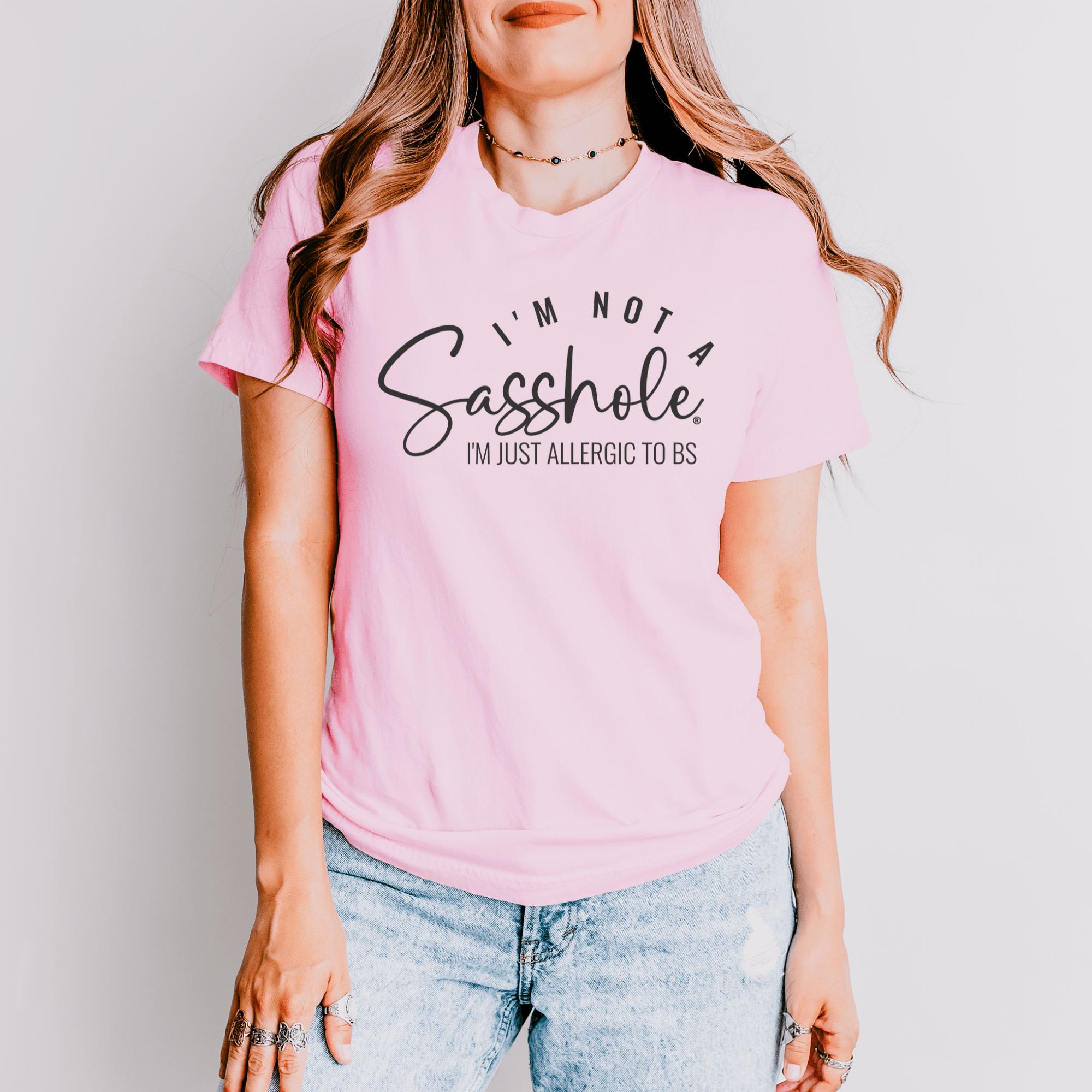 Image of Allergic to BS – Women’s T-Shirt | Funny Sarcastic Graphic Tee | Sasshole® - Funny Graphic Tee by Sasshole® Clothing