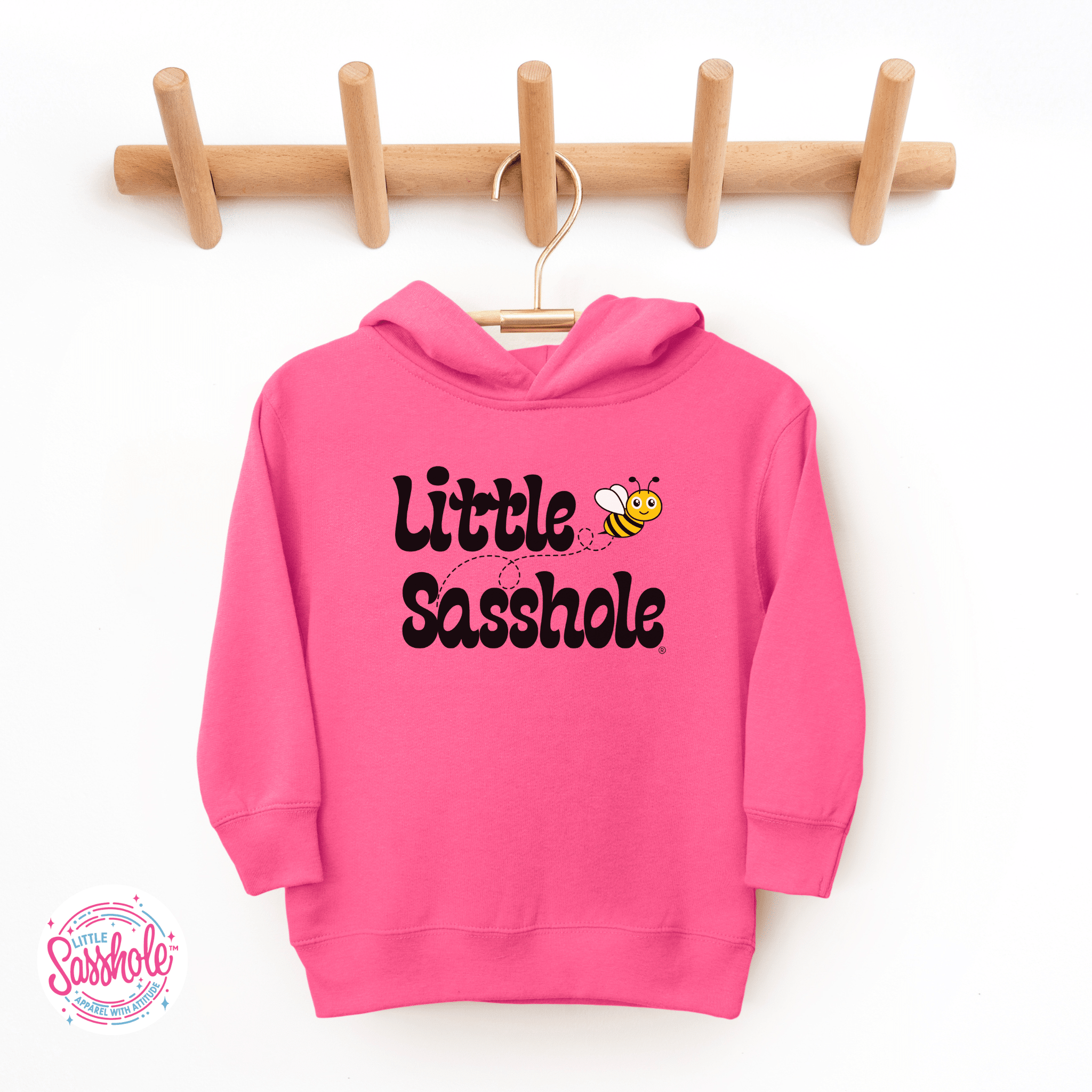 Image of Bee Happy, Bee Sassy – Toddler Hoodie | Cute Sassy Graphic Top | Little Sasshole™ - Funny Graphic Tee by Sasshole® Clothing