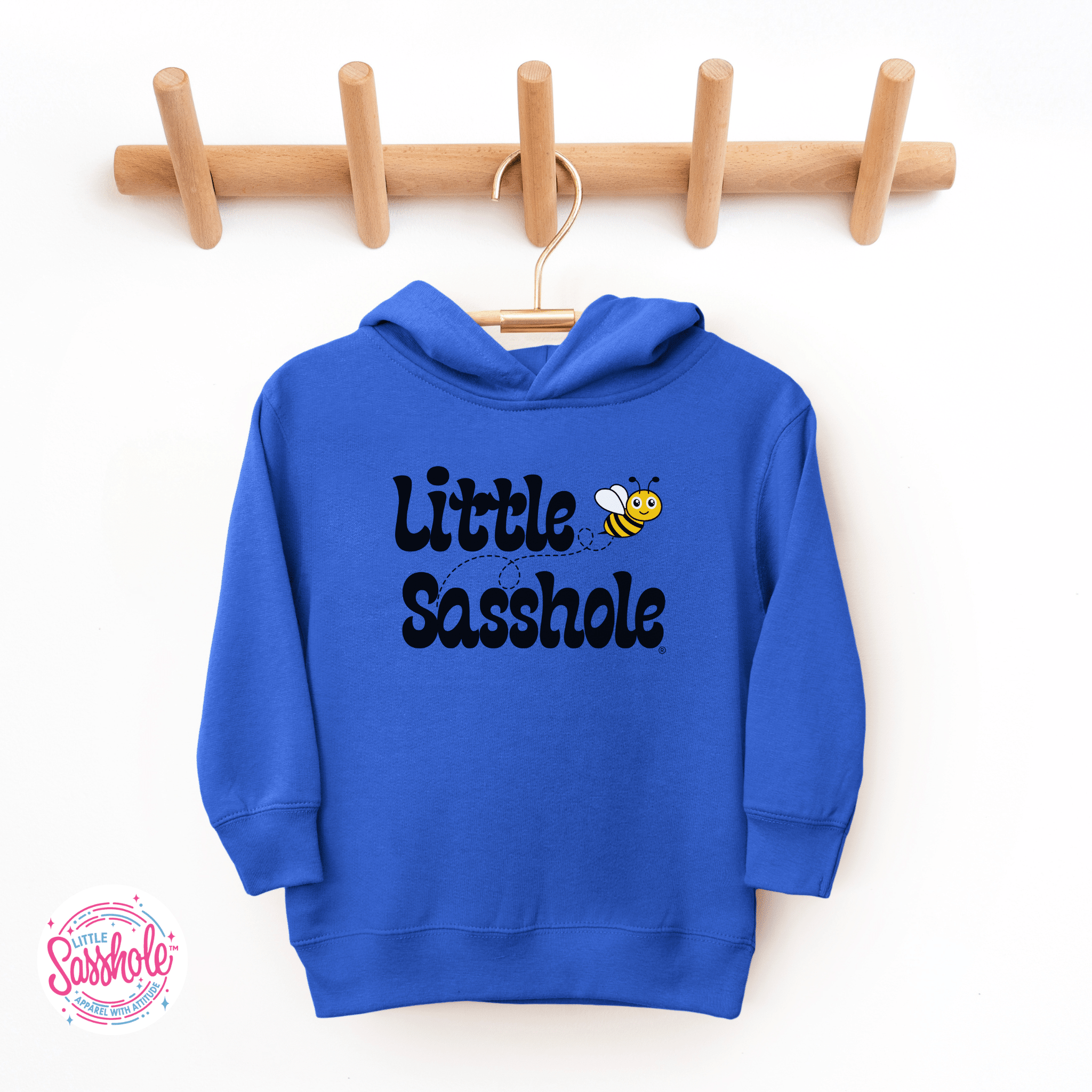 Image of Bee Happy, Bee Sassy – Toddler Hoodie | Cute Sassy Graphic Top | Little Sasshole™ - Funny Graphic Tee by Sasshole® Clothing