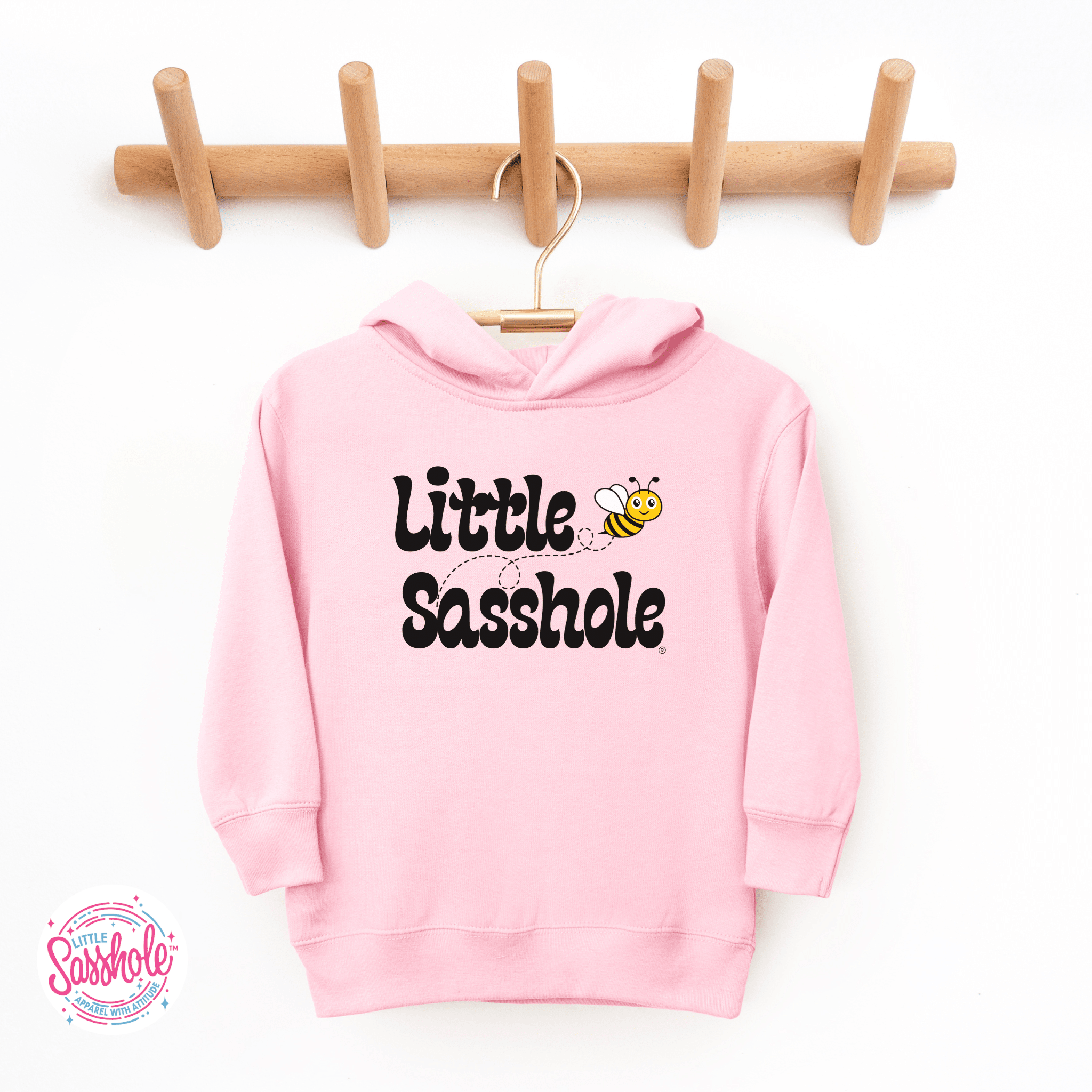Bee Happy, Bee Sassy – Toddler Hoodie | Cute Sassy Graphic Top | Little Sasshole™ - Funny Graphic Tee by Sasshole® Clothing