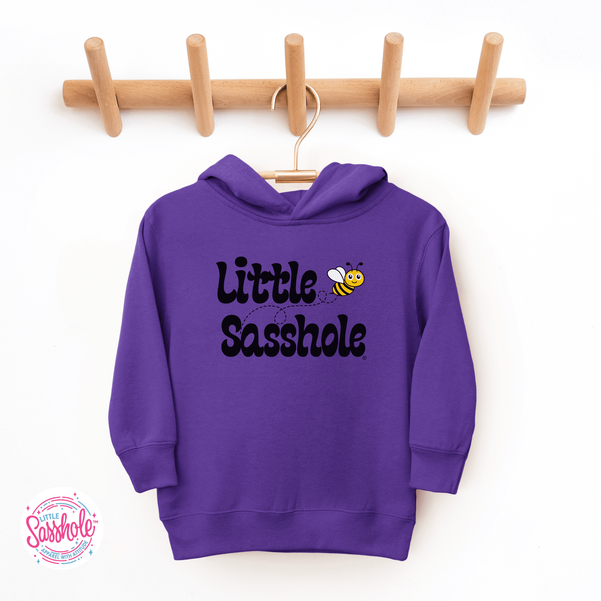 Bee Happy, Bee Sassy – Toddler Hoodie | Cute Sassy Graphic Top | Little Sasshole™ - Funny Graphic Tee by Sasshole® Clothing