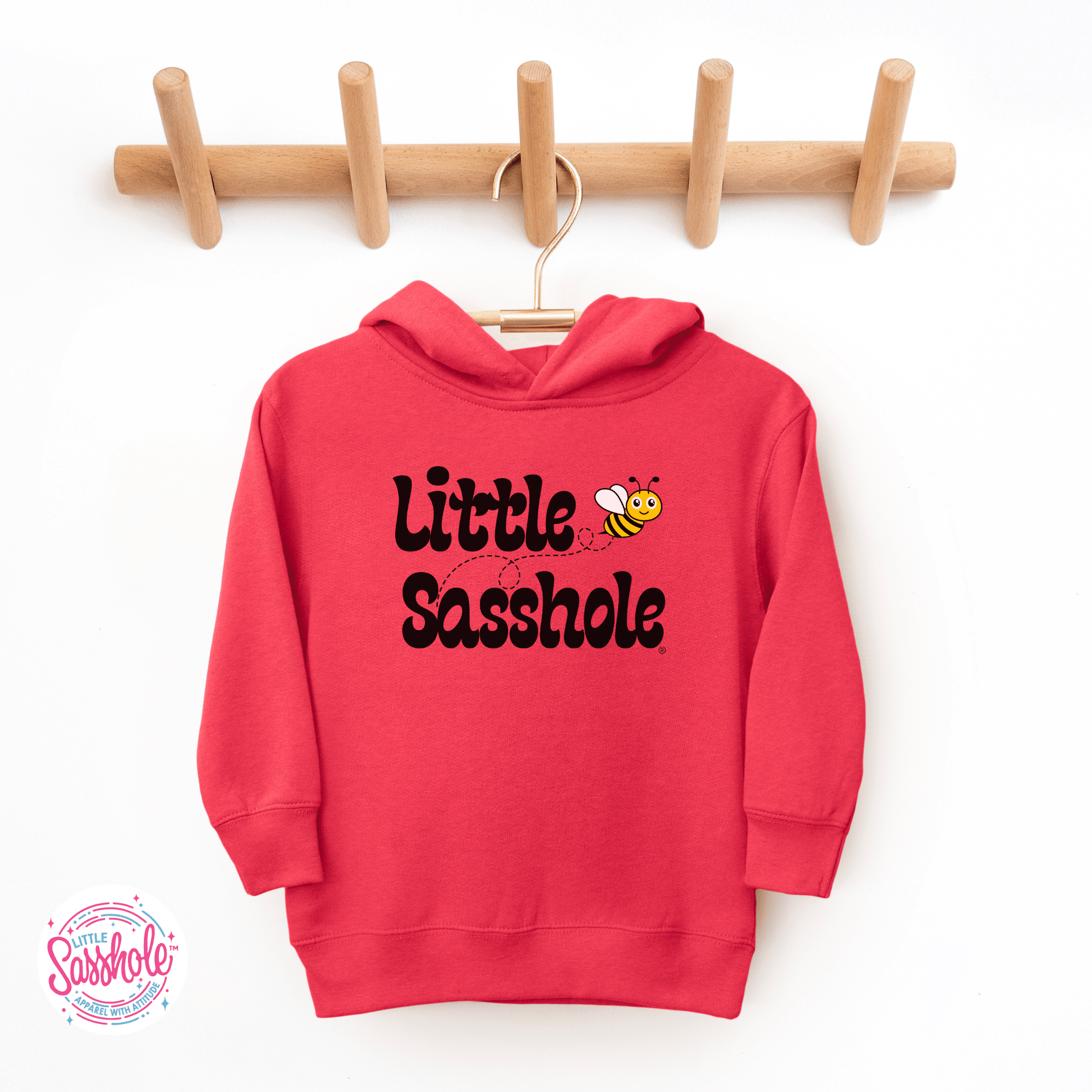 Bee Happy, Bee Sassy – Toddler Hoodie | Cute Sassy Graphic Top | Little Sasshole™ - Funny Graphic Tee by Sasshole® Clothing