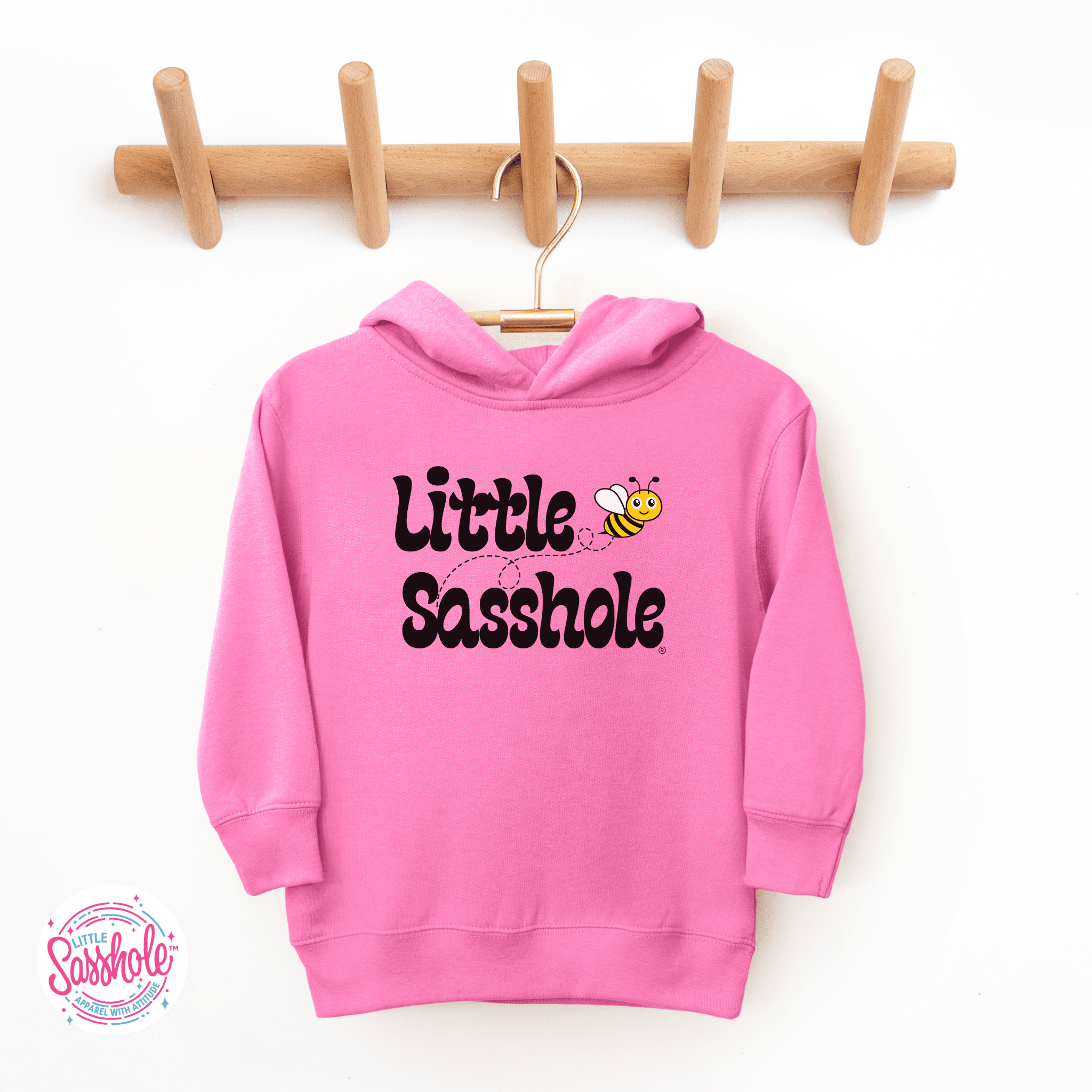 Bee Happy, Bee Sassy – Toddler Hoodie | Cute Sassy Graphic Top | Little Sasshole™ - Funny Graphic Tee by Sasshole® Clothing