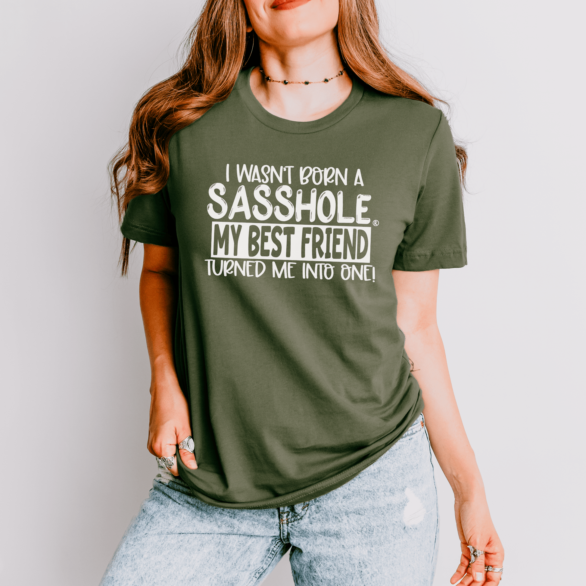 Bestie Made Me: Sasshole® Women's Tee - Funny Graphic Tee by Sasshole® Clothing
