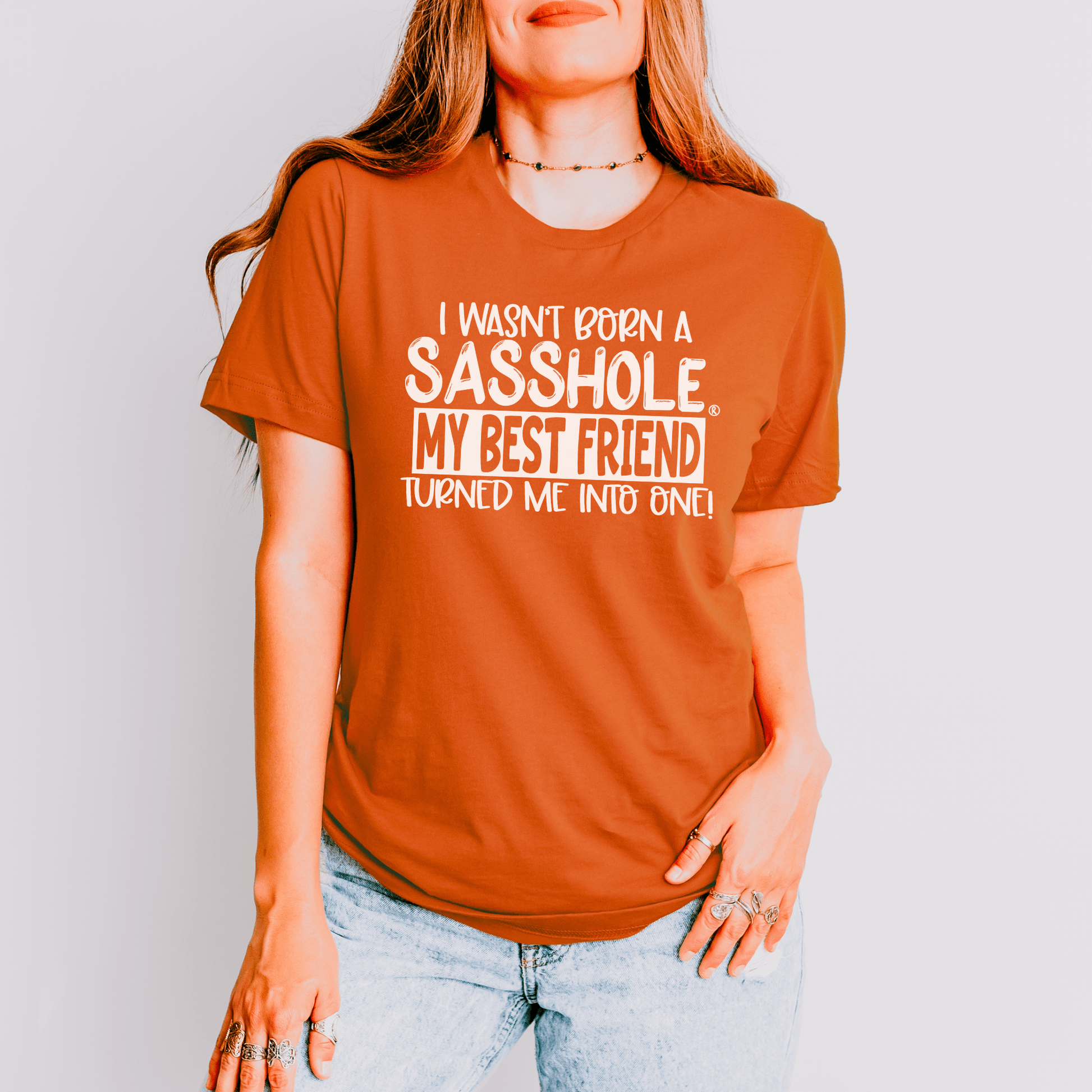 Bestie Made Me: Sasshole® Women's Tee - Funny Graphic Tee by Sasshole® Clothing