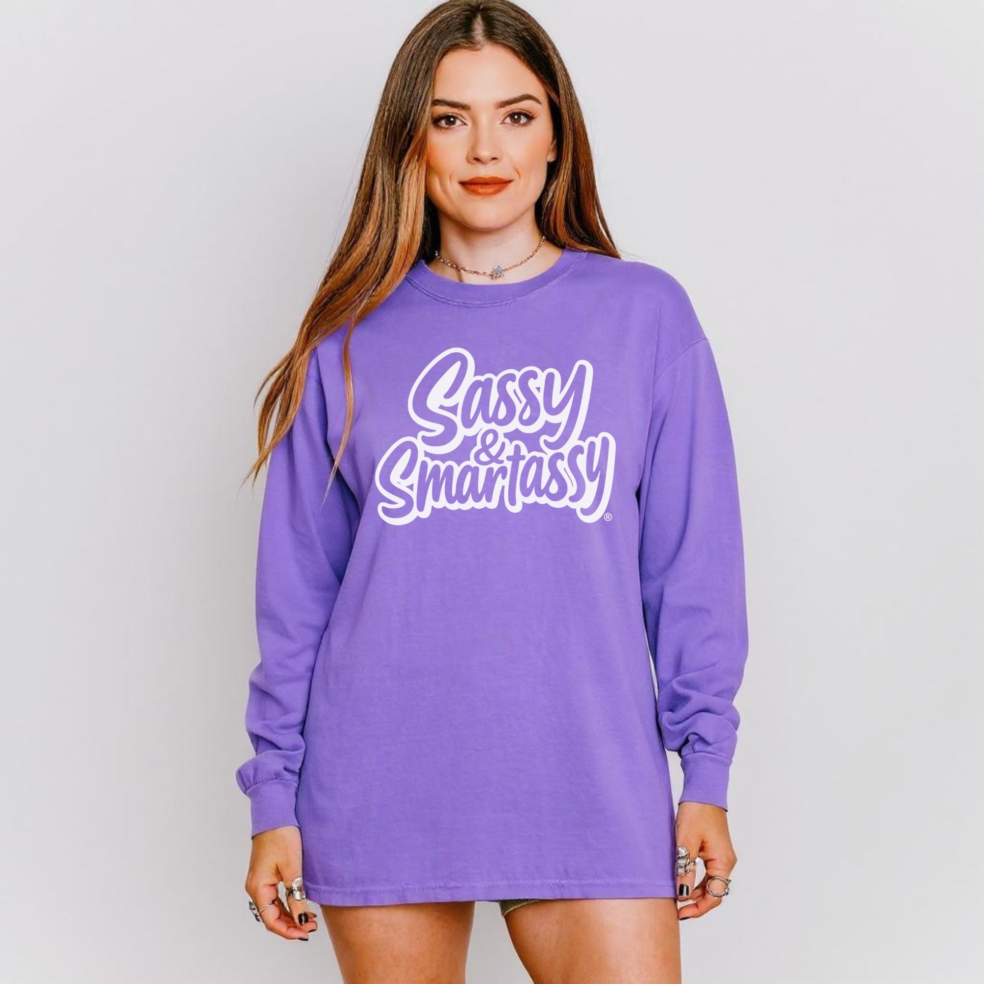 Image of Bold with a Brain – Women’s Relaxed Fit Long Sleeve T-Shirt | Funny Graphic Tee | Sassy & Smartassy™ - Funny Graphic Tee by Sasshole® Clothing