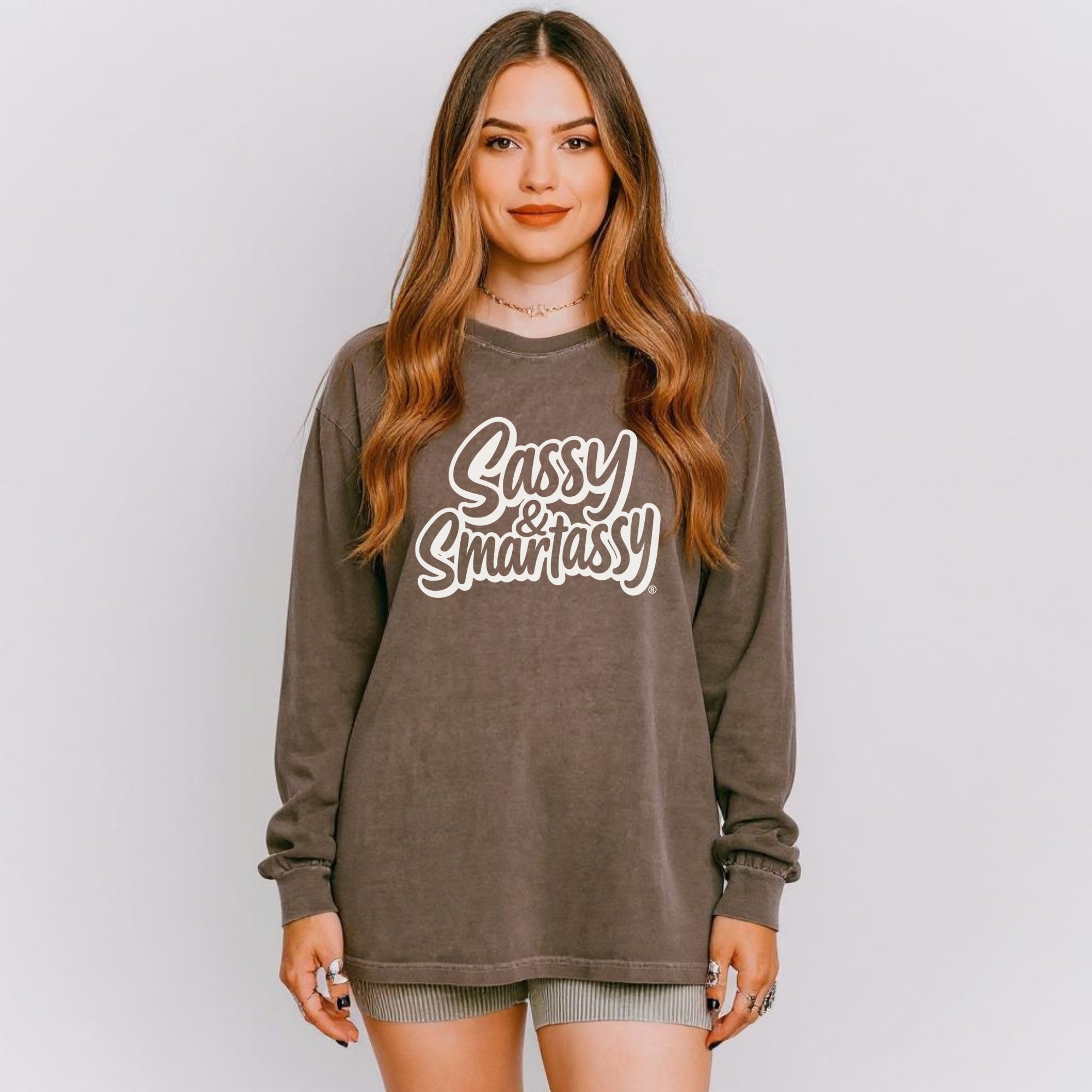 Bold with a Brain – Women’s Relaxed Fit Long Sleeve T-Shirt | Funny Graphic Tee | Sassy & Smartassy™ - Funny Graphic Tee by Sasshole® Clothing