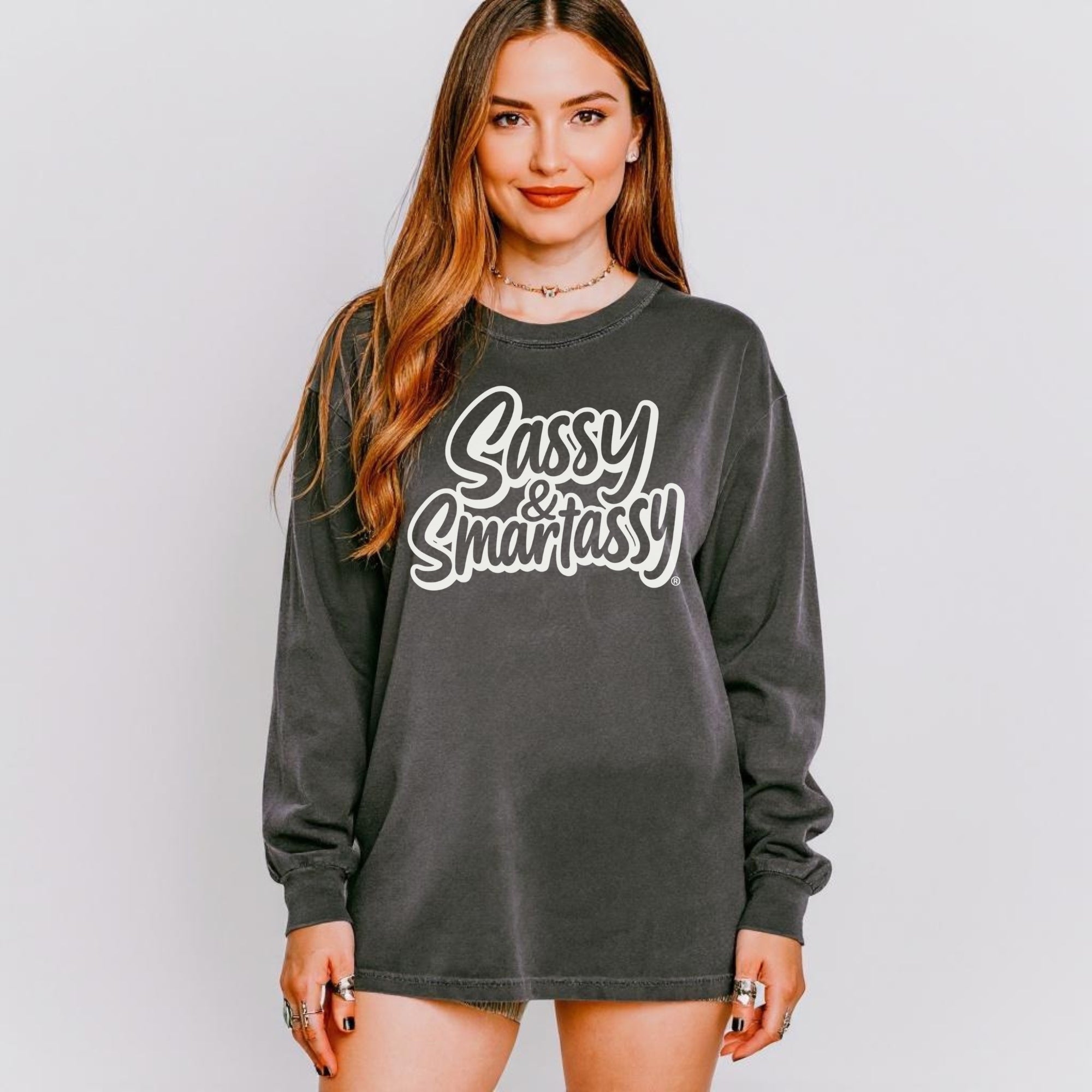 Bold with a Brain – Women’s Relaxed Fit Long Sleeve T-Shirt | Funny Graphic Tee | Sassy & Smartassy™ - Funny Graphic Tee by Sasshole® Clothing