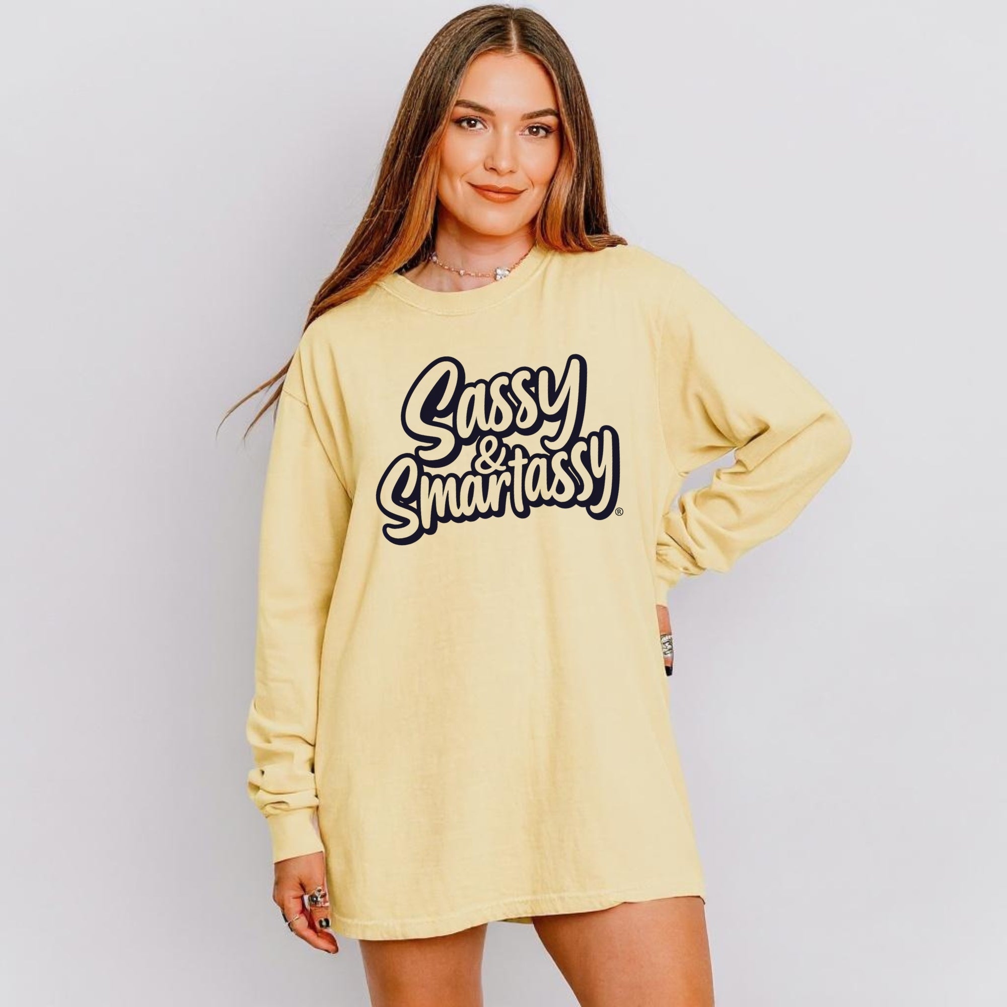 Image of Bold with a Brain – Women’s Relaxed Fit Long Sleeve T-Shirt | Funny Graphic Tee | Sassy & Smartassy™ - Funny Graphic Tee by Sasshole® Clothing