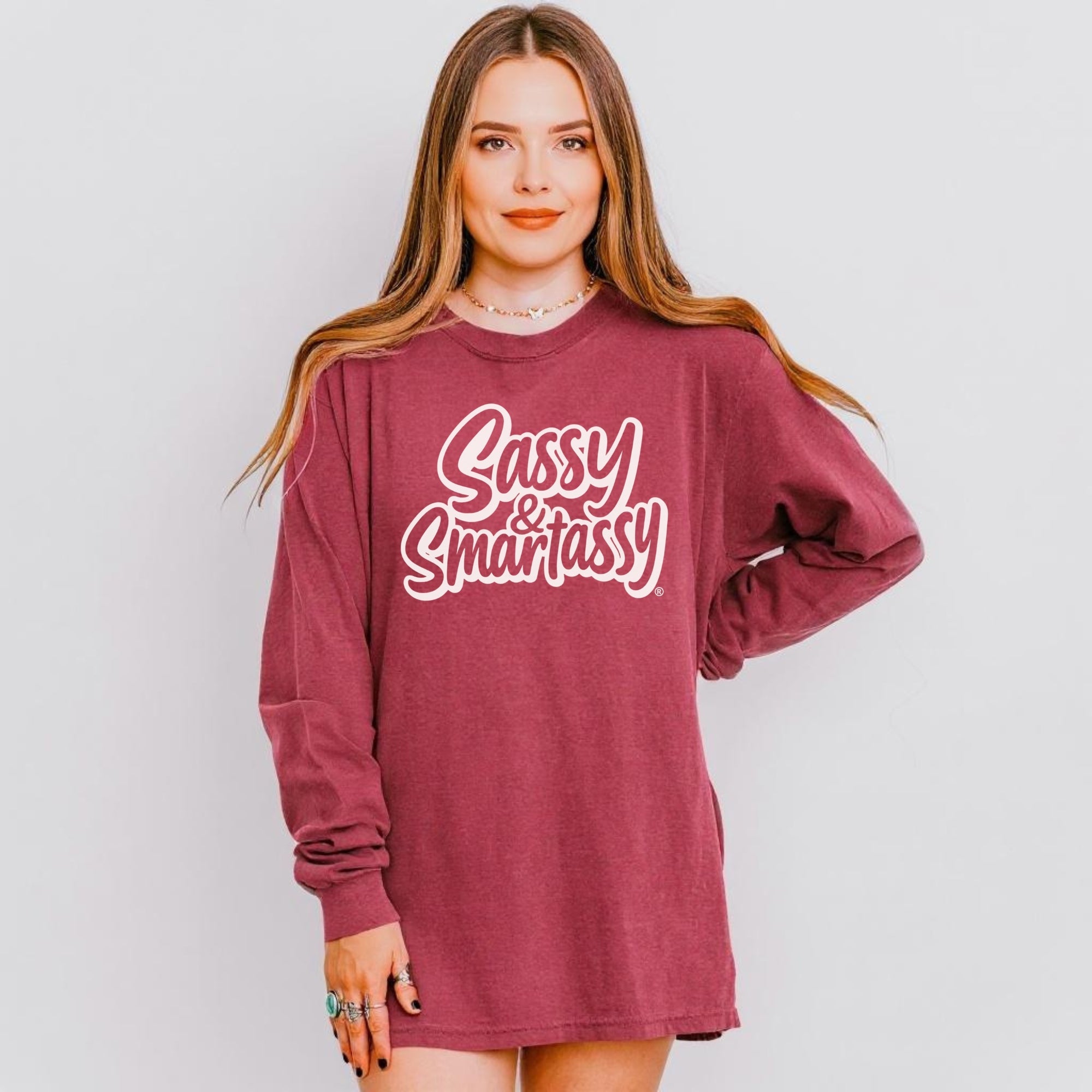 Image of Bold with a Brain – Women’s Relaxed Fit Long Sleeve T-Shirt | Funny Graphic Tee | Sassy & Smartassy™ - Funny Graphic Tee by Sasshole® Clothing