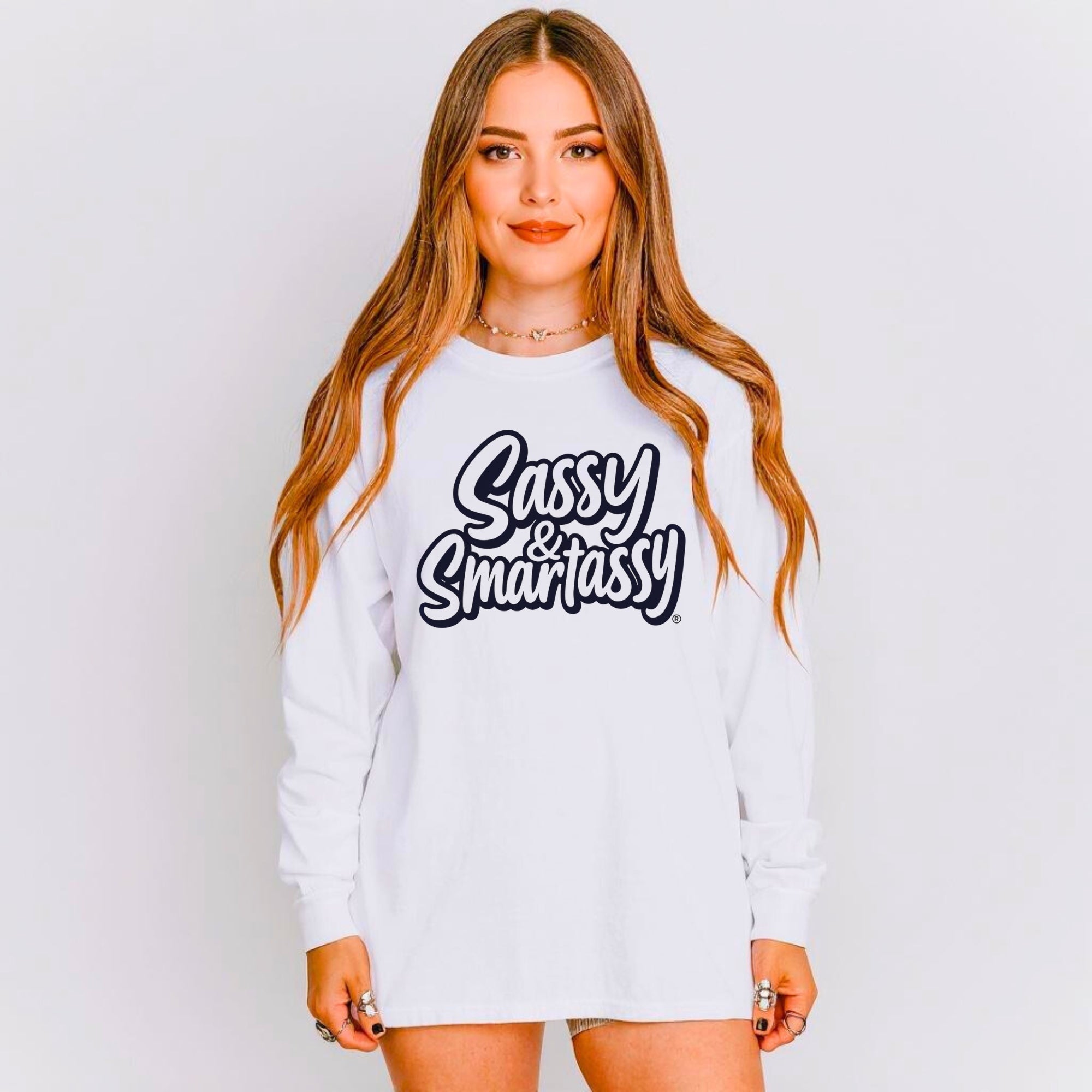 Bold with a Brain – Women’s Relaxed Fit Long Sleeve T-Shirt | Funny Graphic Tee | Sassy & Smartassy™ - Funny Graphic Tee by Sasshole® Clothing