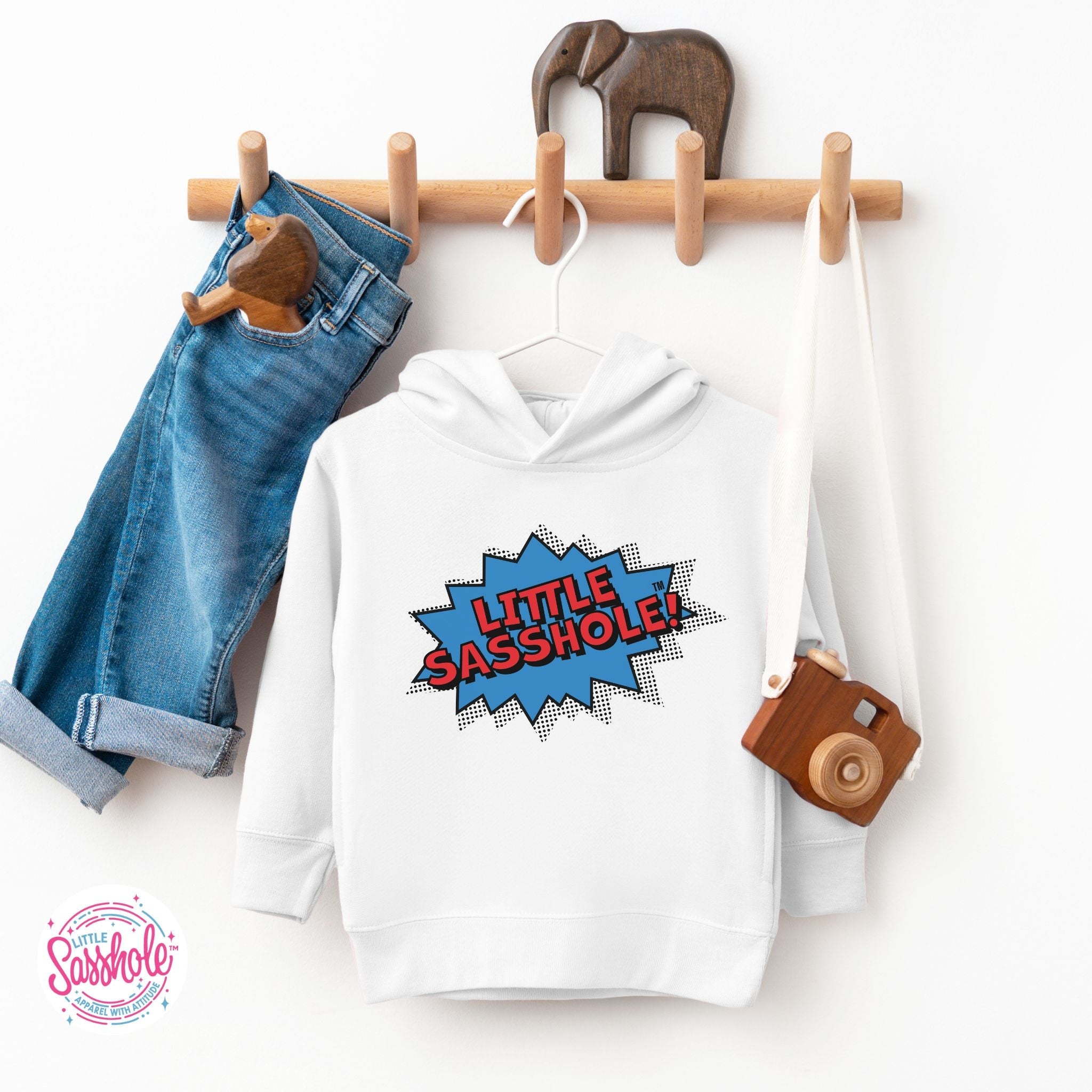 Image of Bursting with Fun: Little Sasshole™ Toddler Boy's Hoodie - Funny Graphic Tee by Sasshole® Clothing