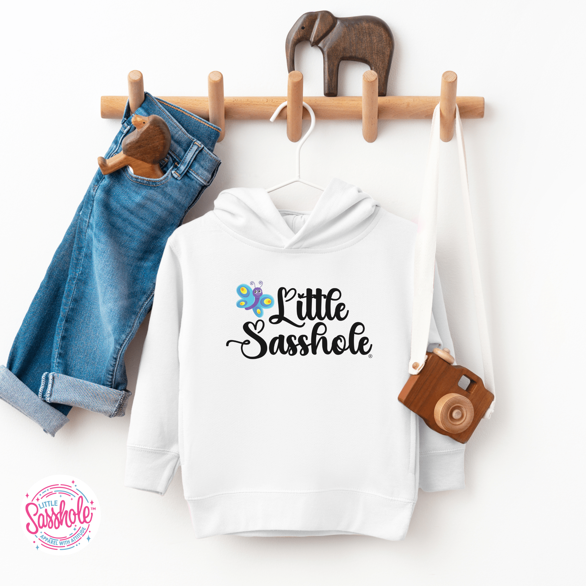 Image of Butterfly Attitude – Toddler Hoodie | Bold Statement Shirt | Little Sasshole™ - Funny Graphic Tee by Sasshole® Clothing