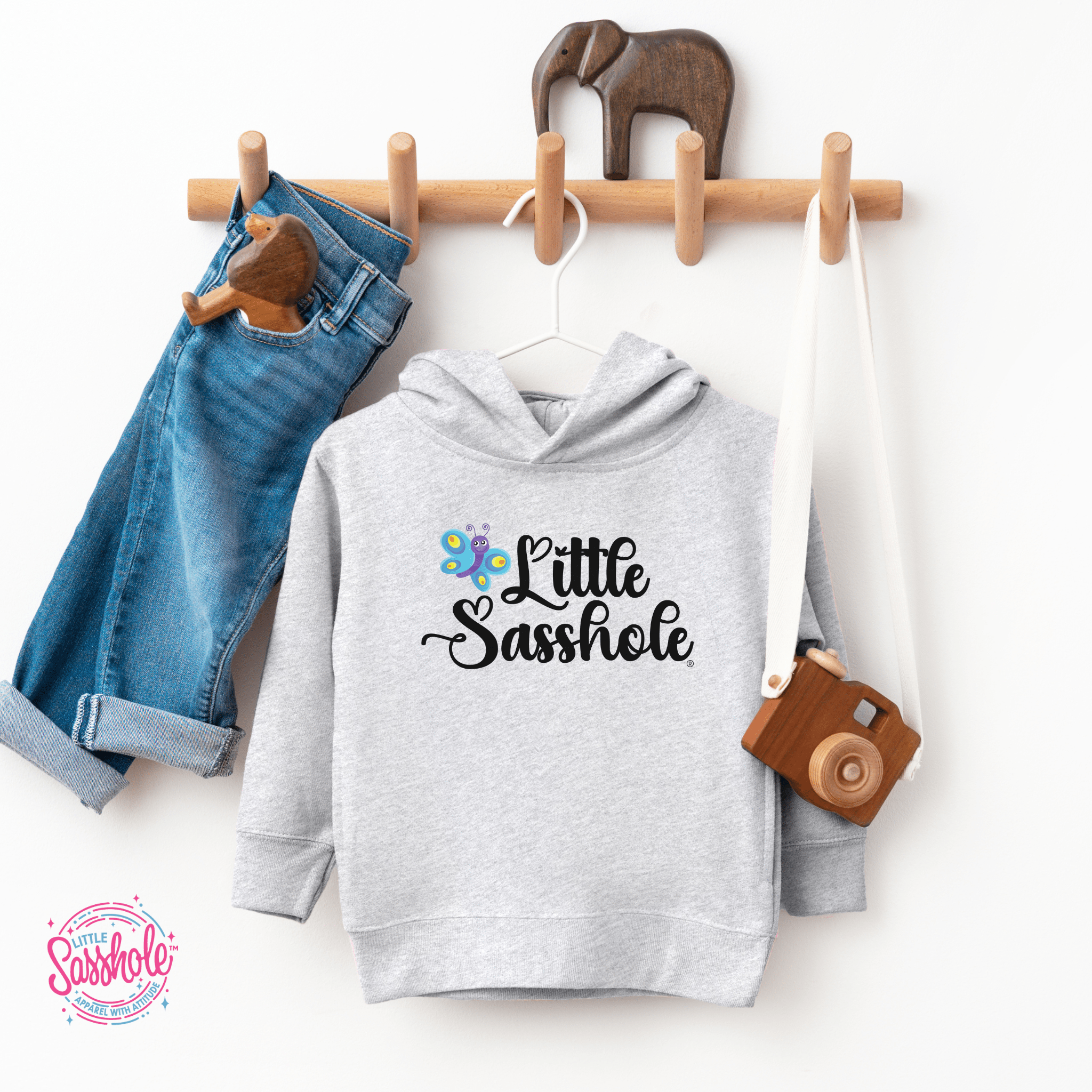 Image of Butterfly Attitude – Toddler Hoodie | Bold Statement Shirt | Little Sasshole™ - Funny Graphic Tee by Sasshole® Clothing