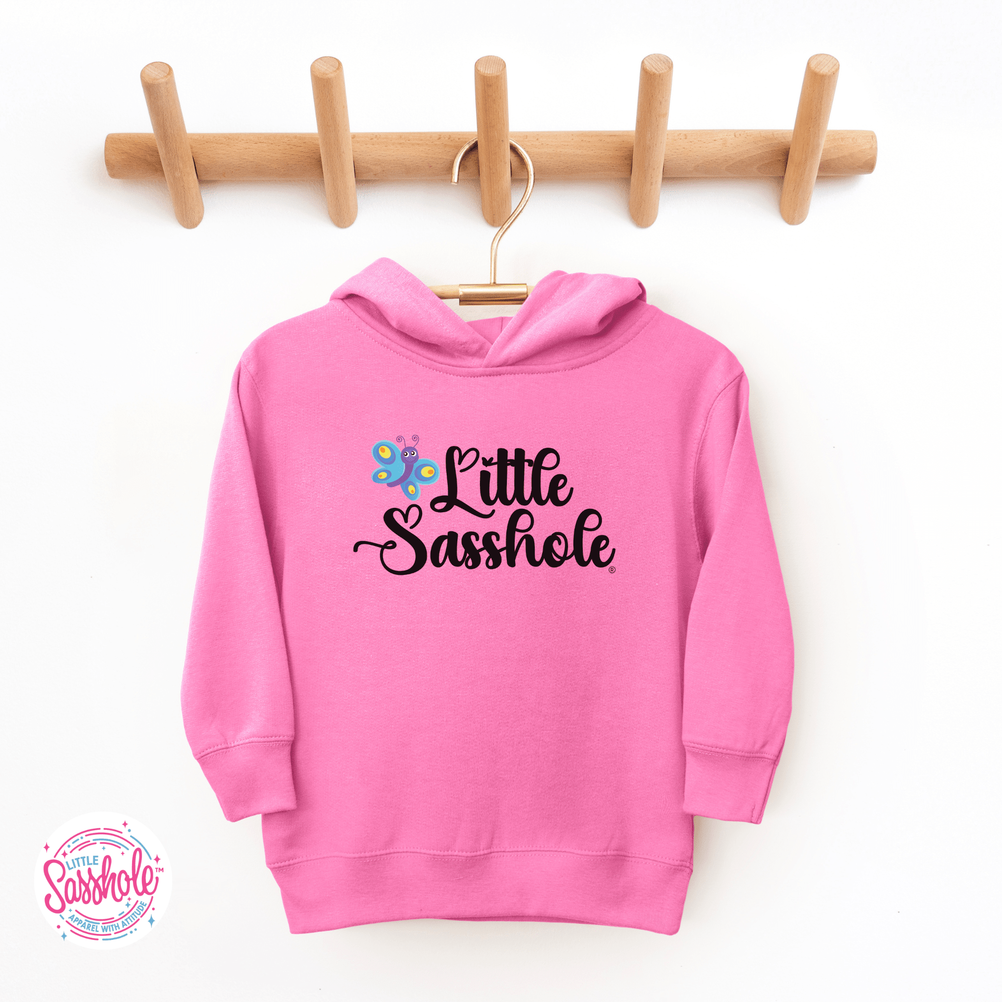 Butterfly Attitude – Toddler Hoodie | Bold Statement Shirt | Little Sasshole™ - Funny Graphic Tee by Sasshole® Clothing