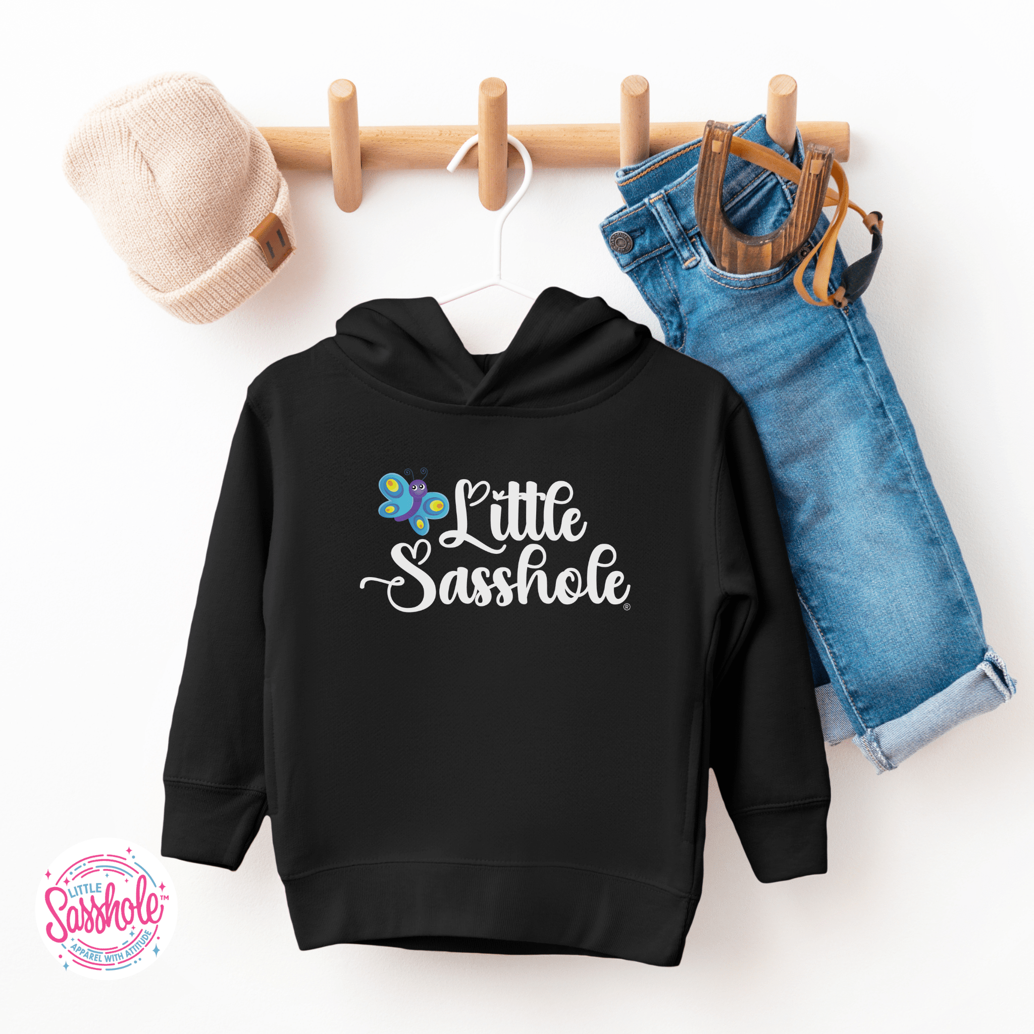 Image of Butterfly Sass – Toddler Hoodie | Cute Sassy Graphic Top | Little Sasshole™ - Funny Graphic Tee by Sasshole® Clothing