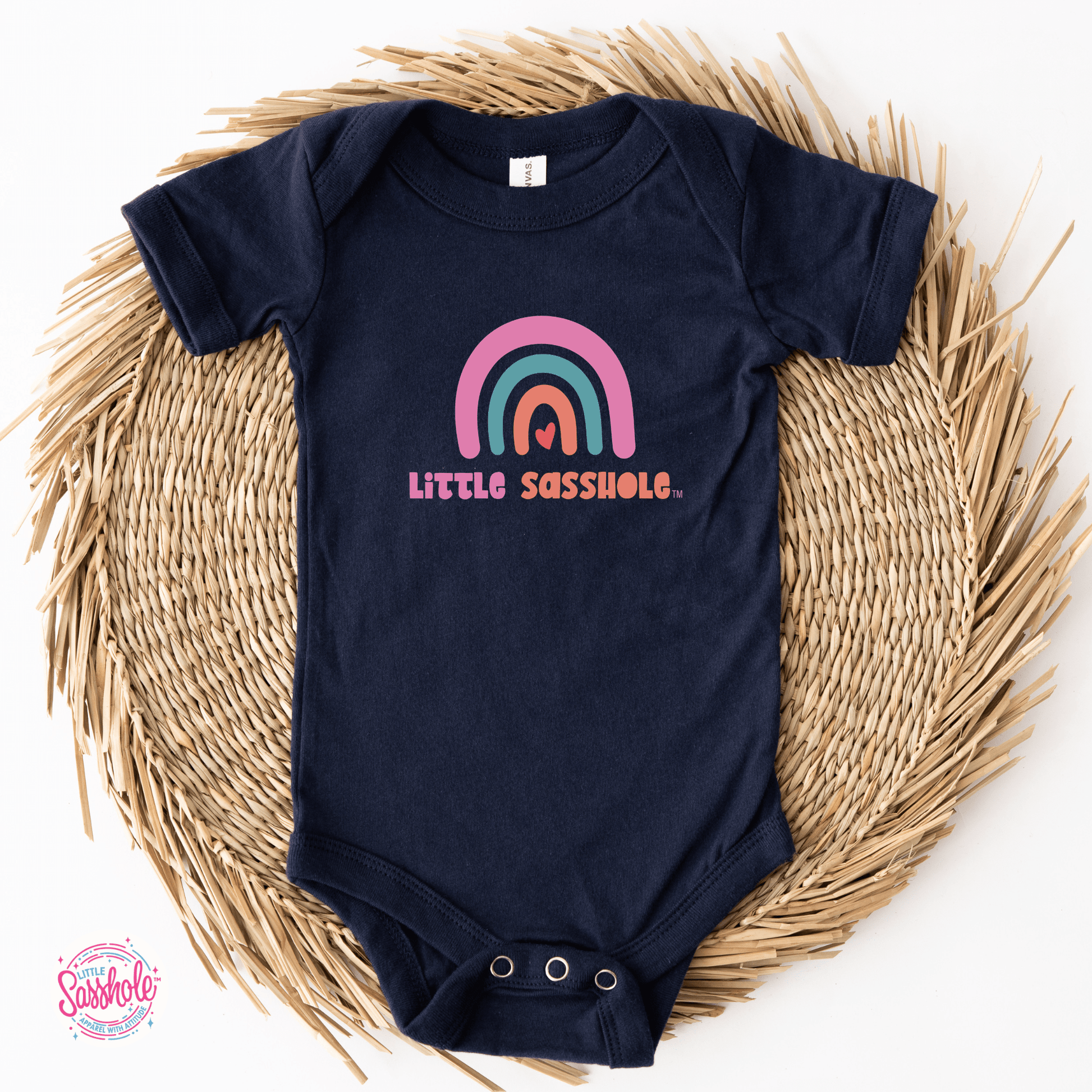 Chasing Rainbows: Little Sasshole™ Baby Onesie® - Funny Graphic Tee by Sasshole® Clothing