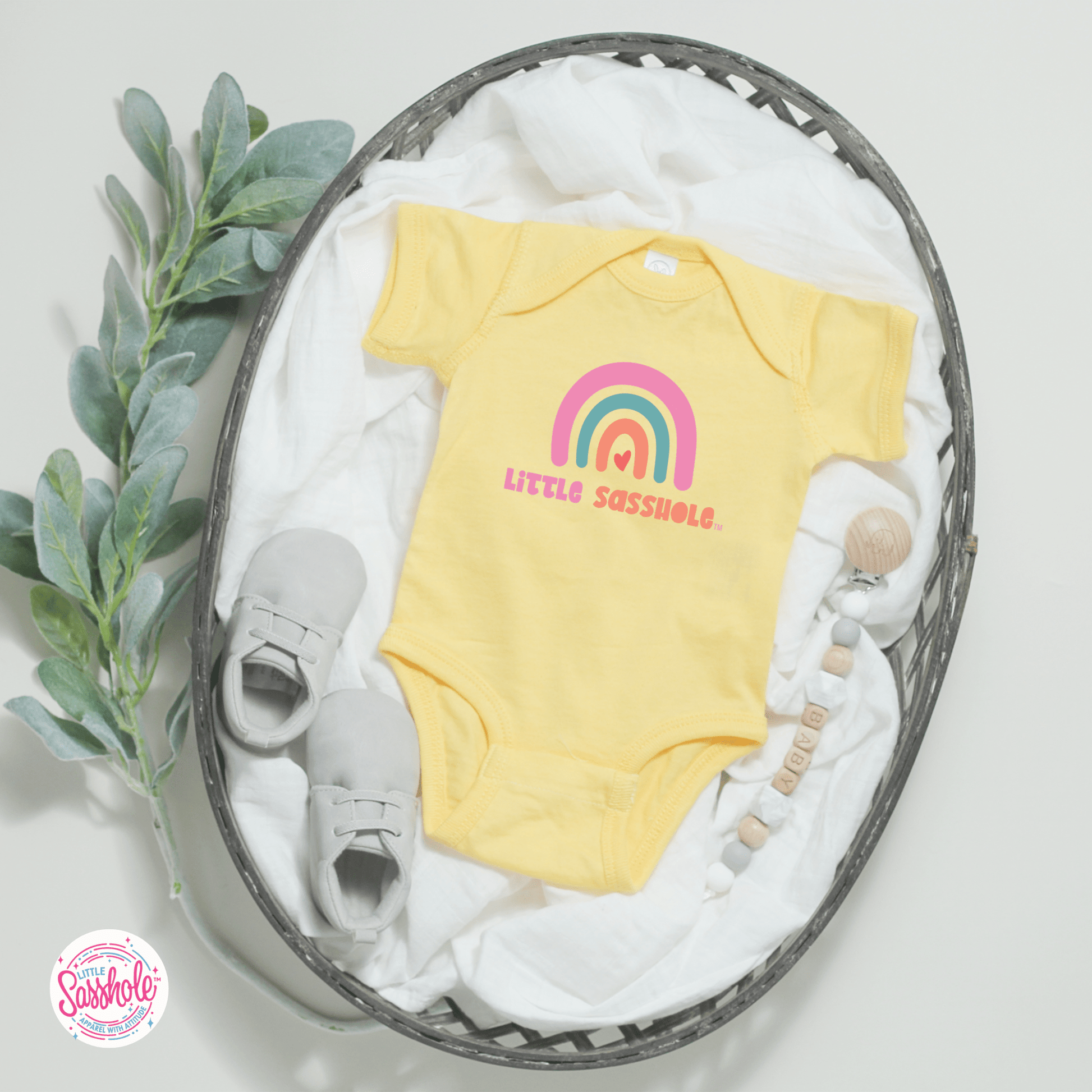 Chasing Rainbows: Little Sasshole™ Baby Onesie® - Funny Graphic Tee by Sasshole® Clothing