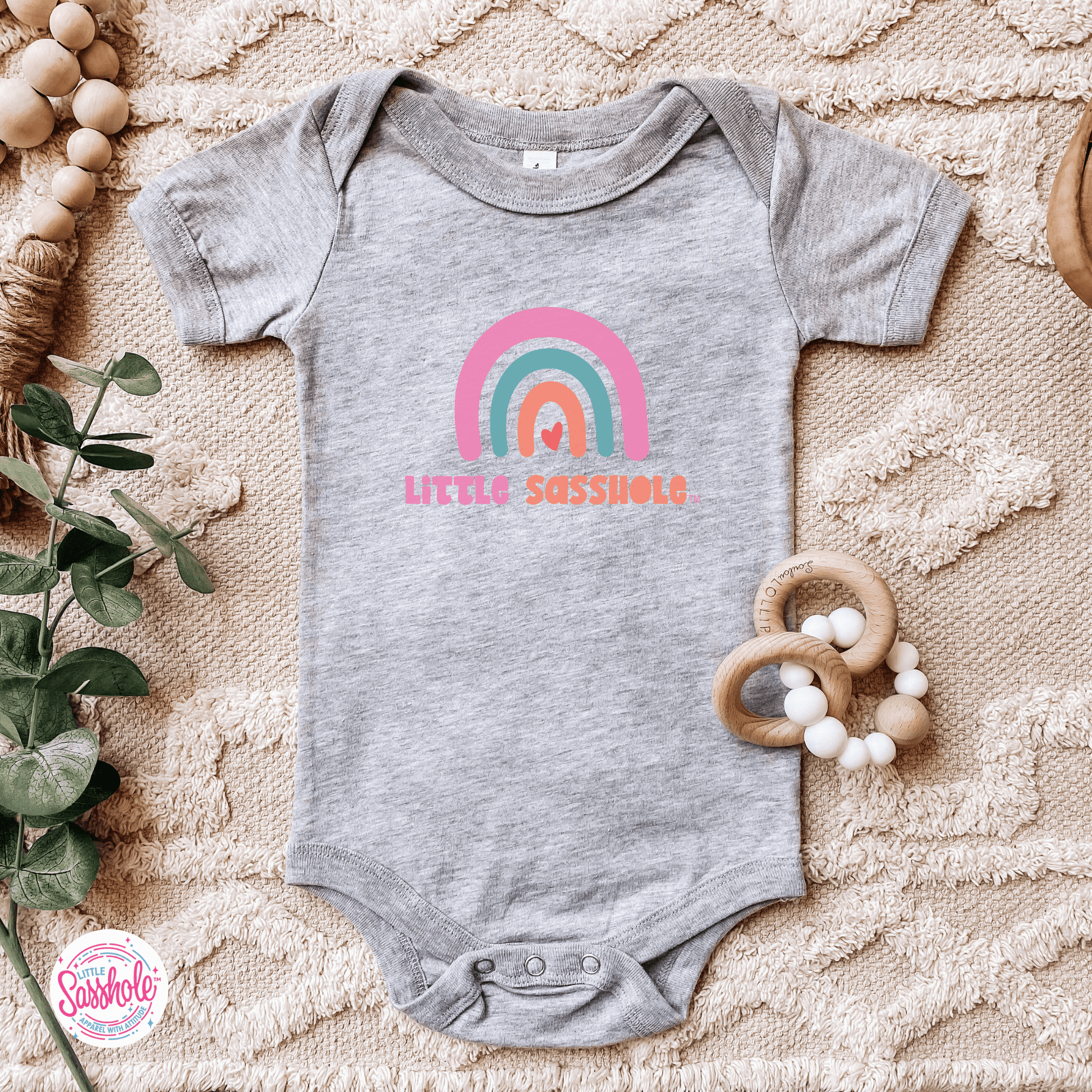 Chasing Rainbows: Little Sasshole™ Baby Onesie® - Funny Graphic Tee by Sasshole® Clothing