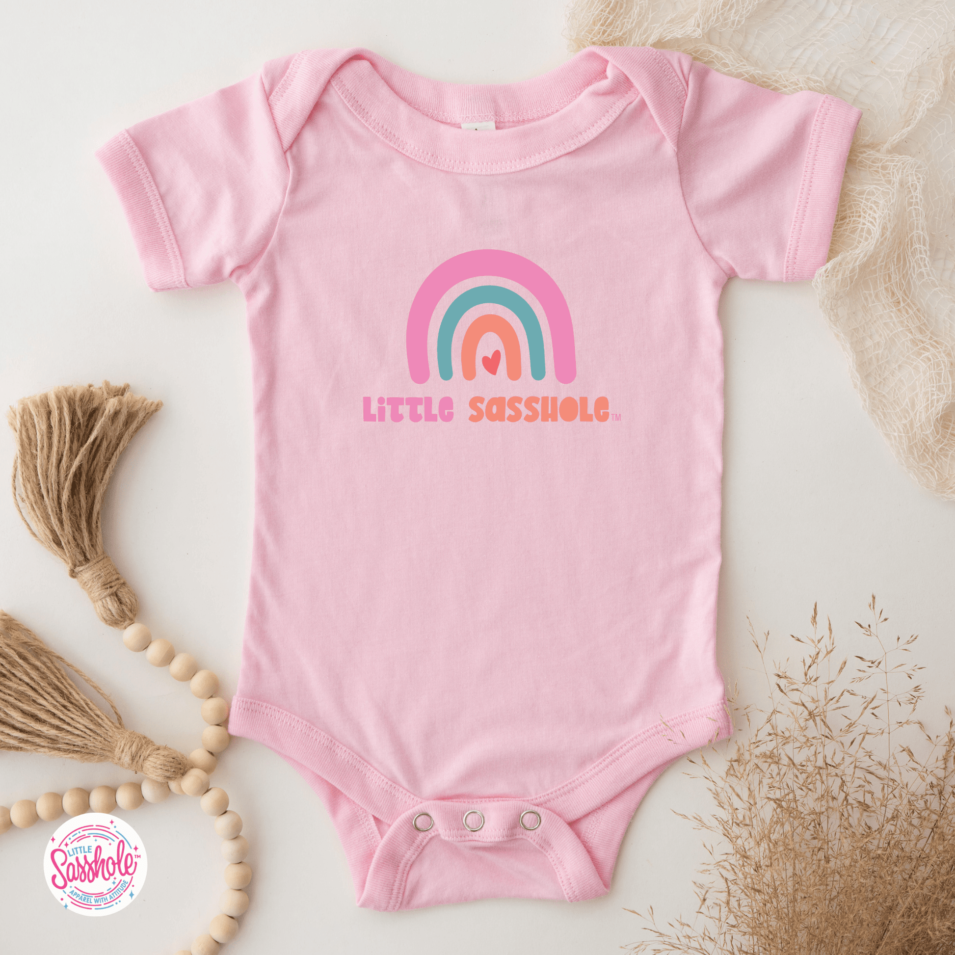 Chasing Rainbows: Little Sasshole™ Baby Onesie® - Funny Graphic Tee by Sasshole® Clothing