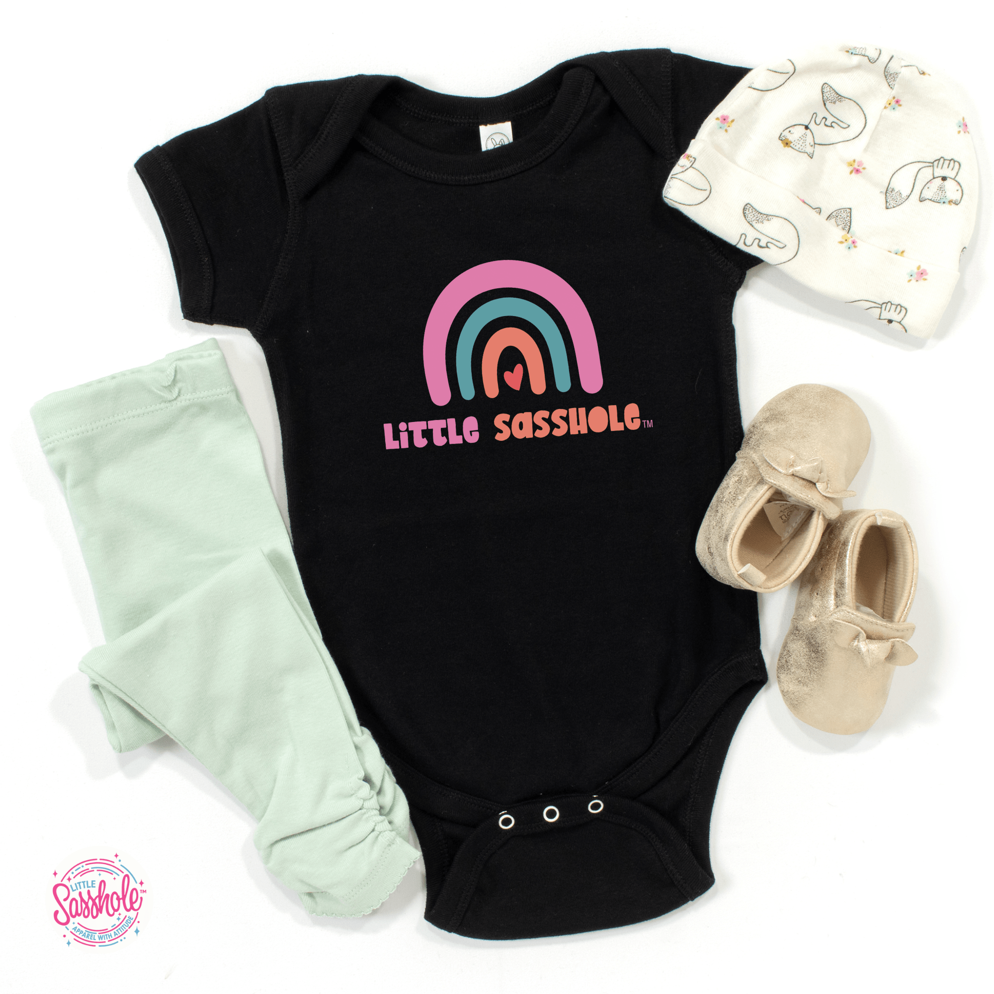 Image of Chasing Rainbows: Little Sasshole™ Baby Onesie® - Funny Graphic Tee by Sasshole® Clothing