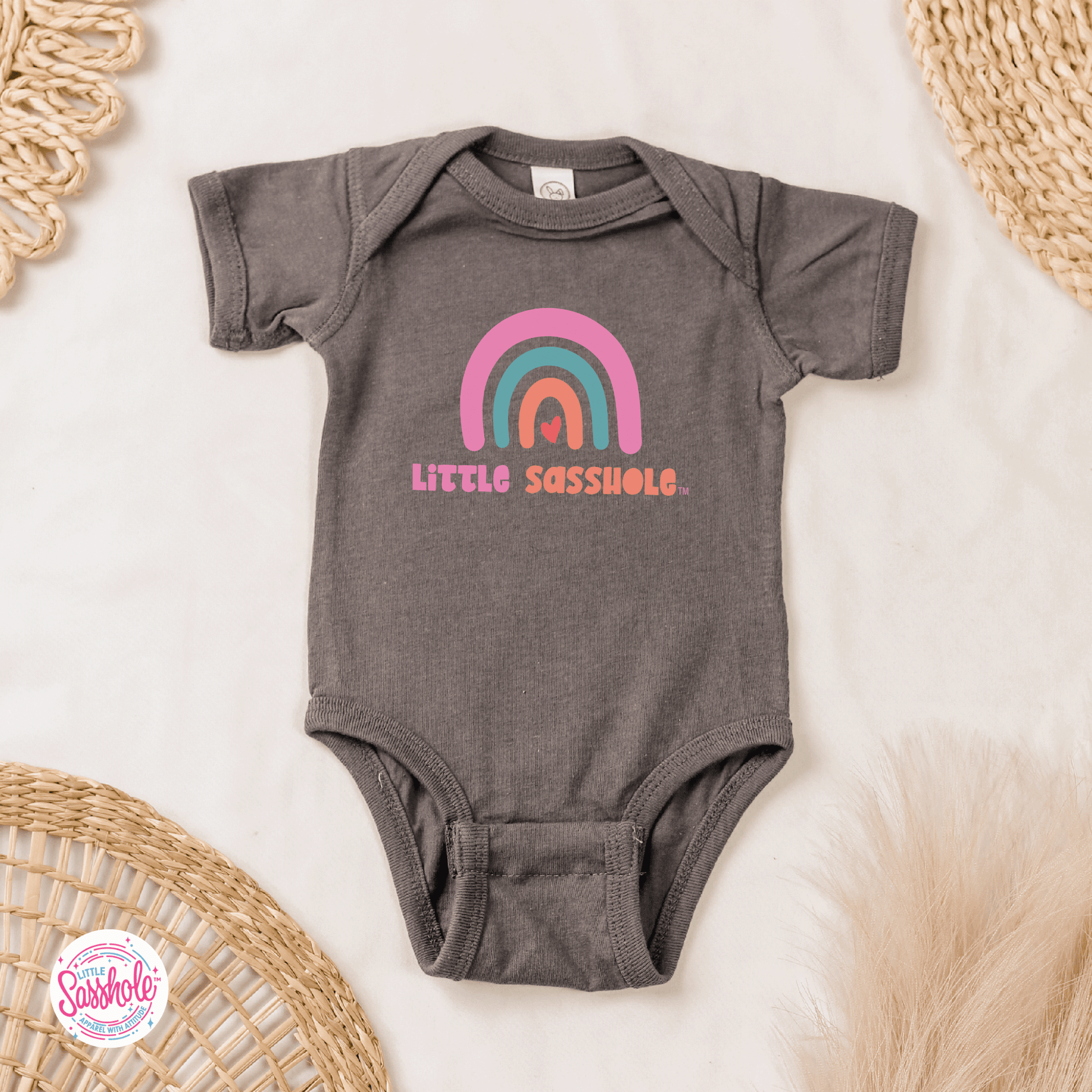 Chasing Rainbows: Little Sasshole™ Baby Onesie® - Funny Graphic Tee by Sasshole® Clothing