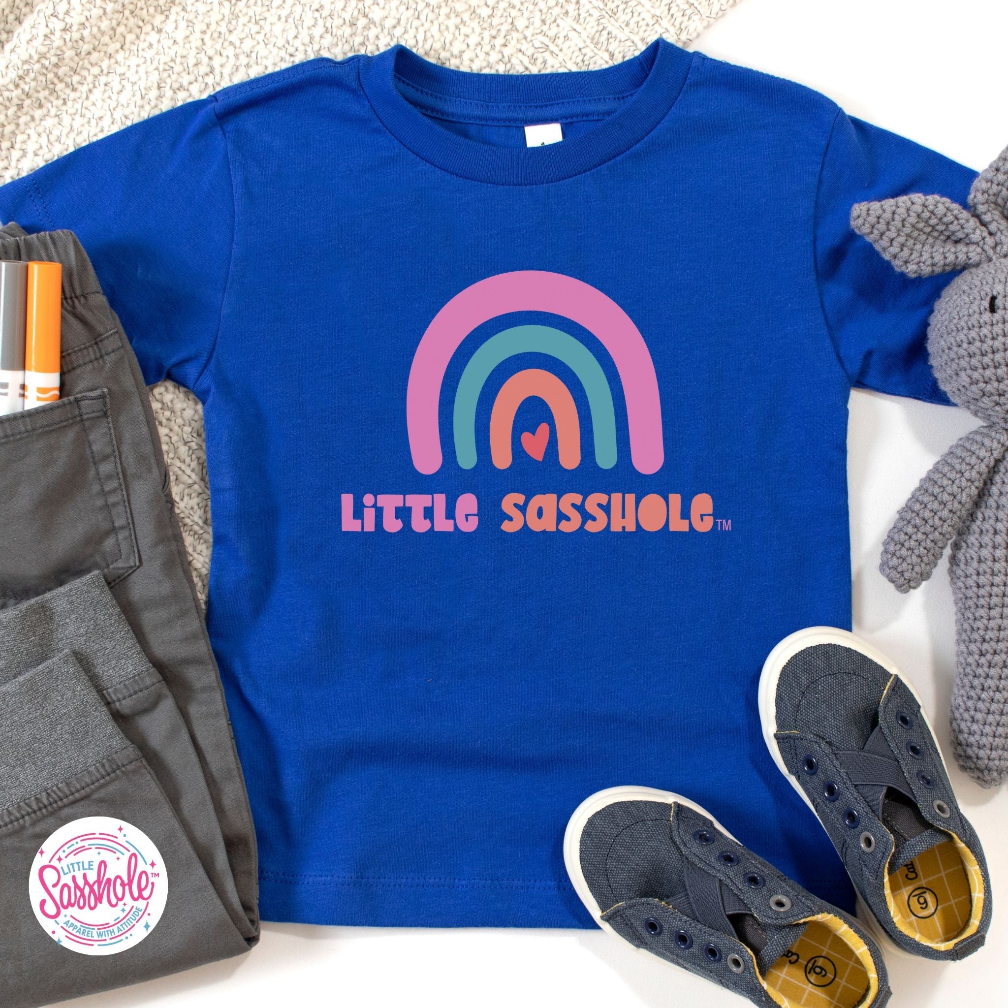 Image of Chasing Rainbows: Little Sasshole™ Toddler Girl's T-Shirt - Funny Graphic Tee by Sasshole® Clothing