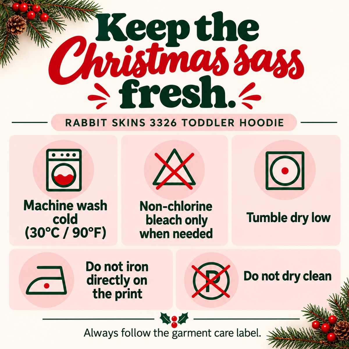 Little Sasshole Christmas toddler hoodie care