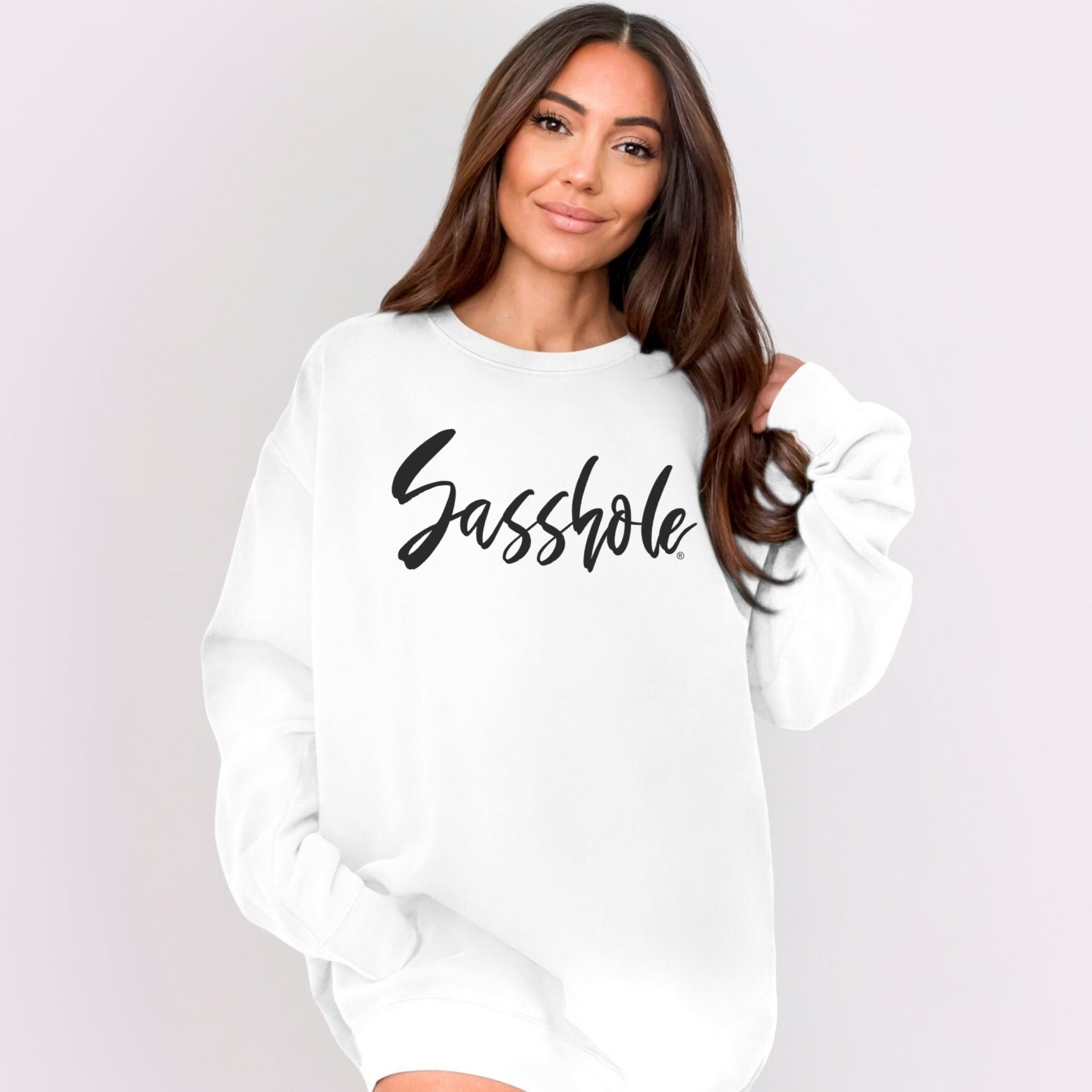 Image of Classic Sasshole – Women’s Relaxed Fit Sweatshirt | Minimalist Graphic Tee | Sasshole® - Funny Graphic Tee by Sasshole® Clothing