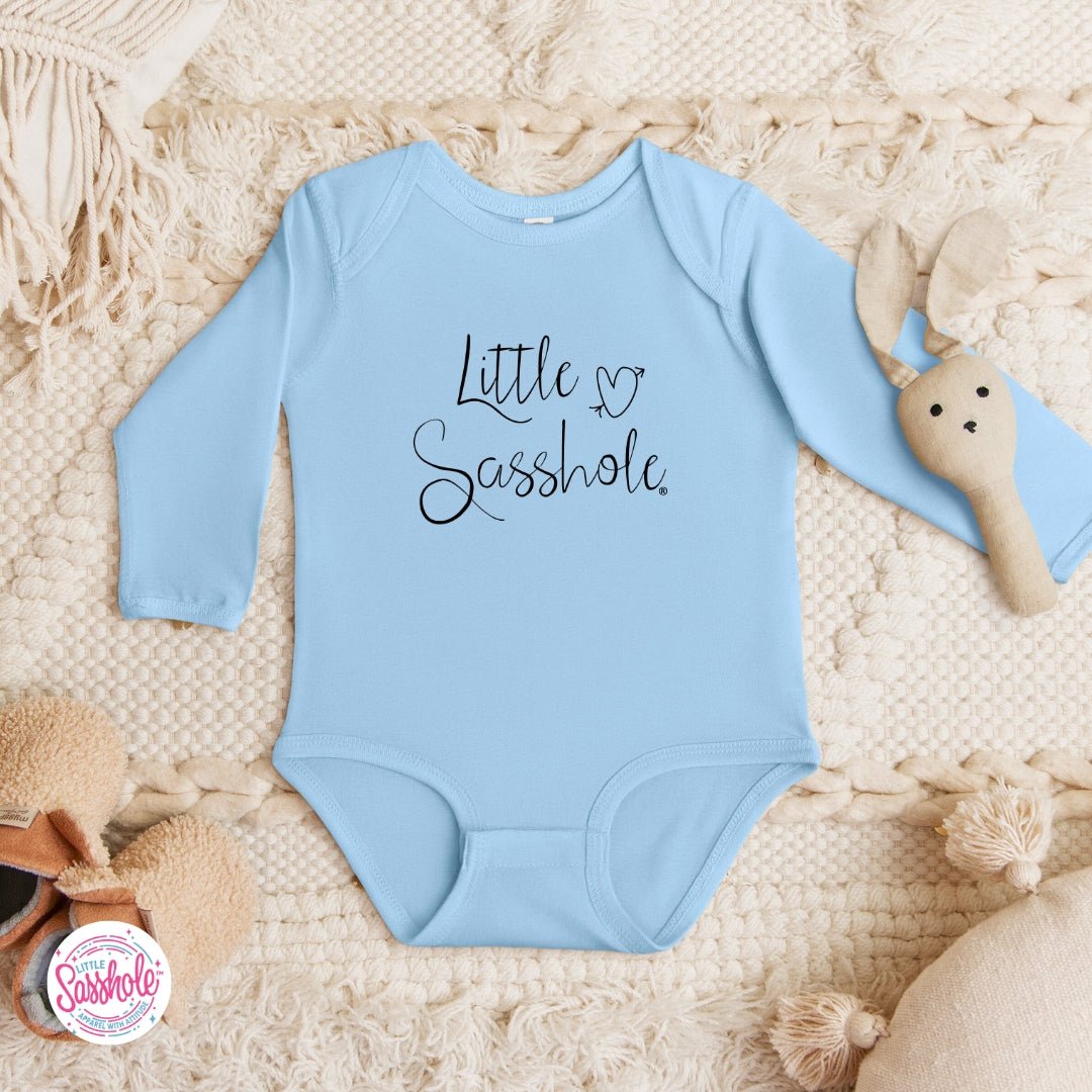 Classic Script Sass – Baby Bodysuit | Minimalist Graphic Tee | Little Sasshole™ - Funny Graphic Tee by Sasshole® Clothing