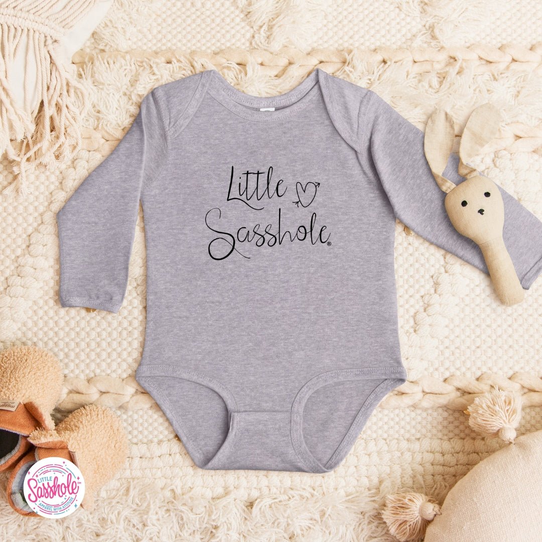 Classic Script Sass – Baby Bodysuit | Minimalist Graphic Tee | Little Sasshole™ - Funny Graphic Tee by Sasshole® Clothing