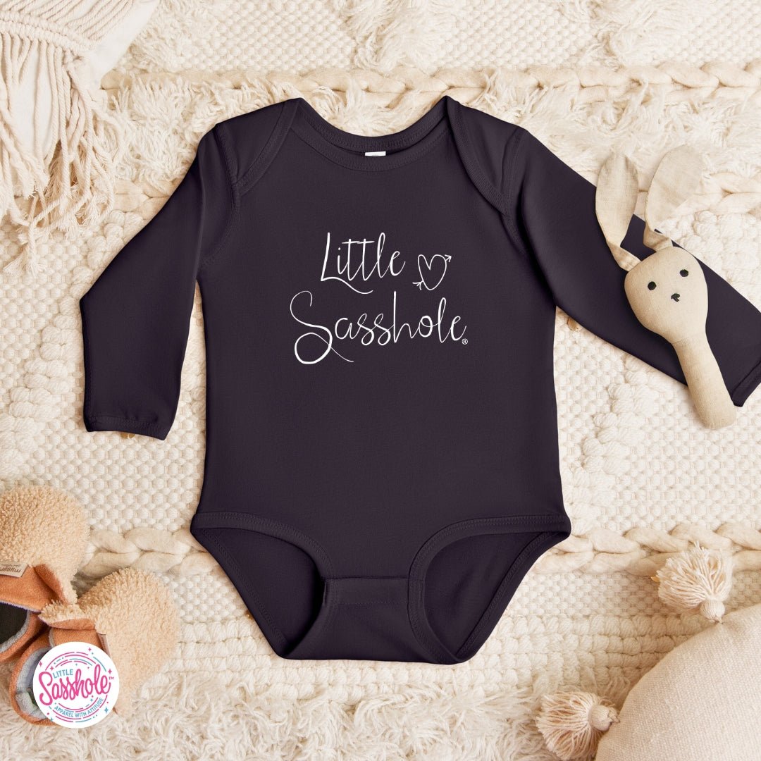 Classic Script Sass – Baby Bodysuit | Minimalist Graphic Tee | Little Sasshole™ - Funny Graphic Tee by Sasshole® Clothing