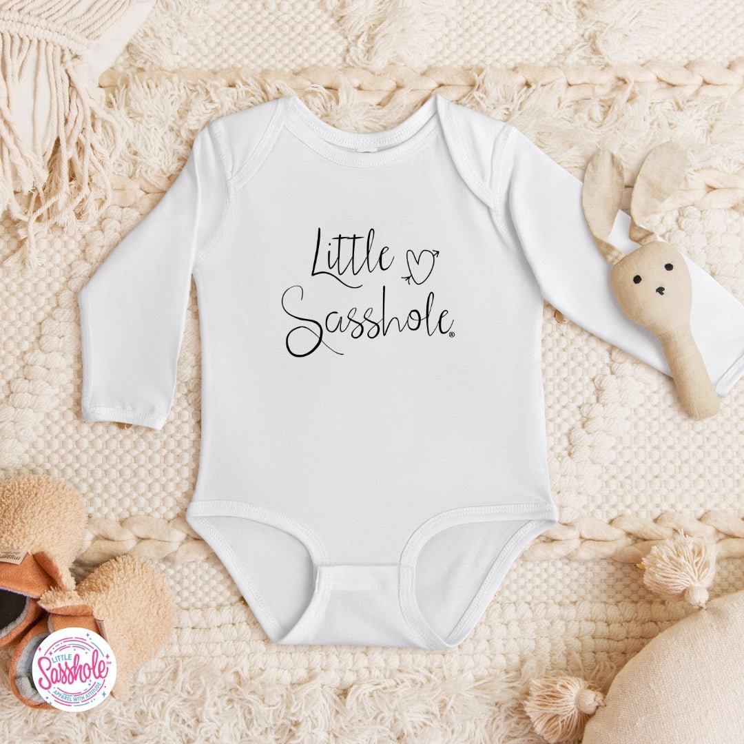 Image of Classic Script Sass – Baby Bodysuit | Minimalist Graphic Tee | Little Sasshole™ - Funny Graphic Tee by Sasshole® Clothing