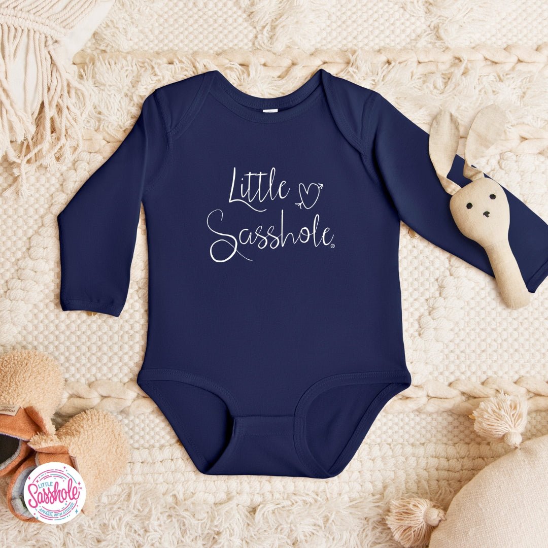 Image of Classic Script Sass – Baby Bodysuit | Minimalist Graphic Tee | Little Sasshole™ - Funny Graphic Tee by Sasshole® Clothing