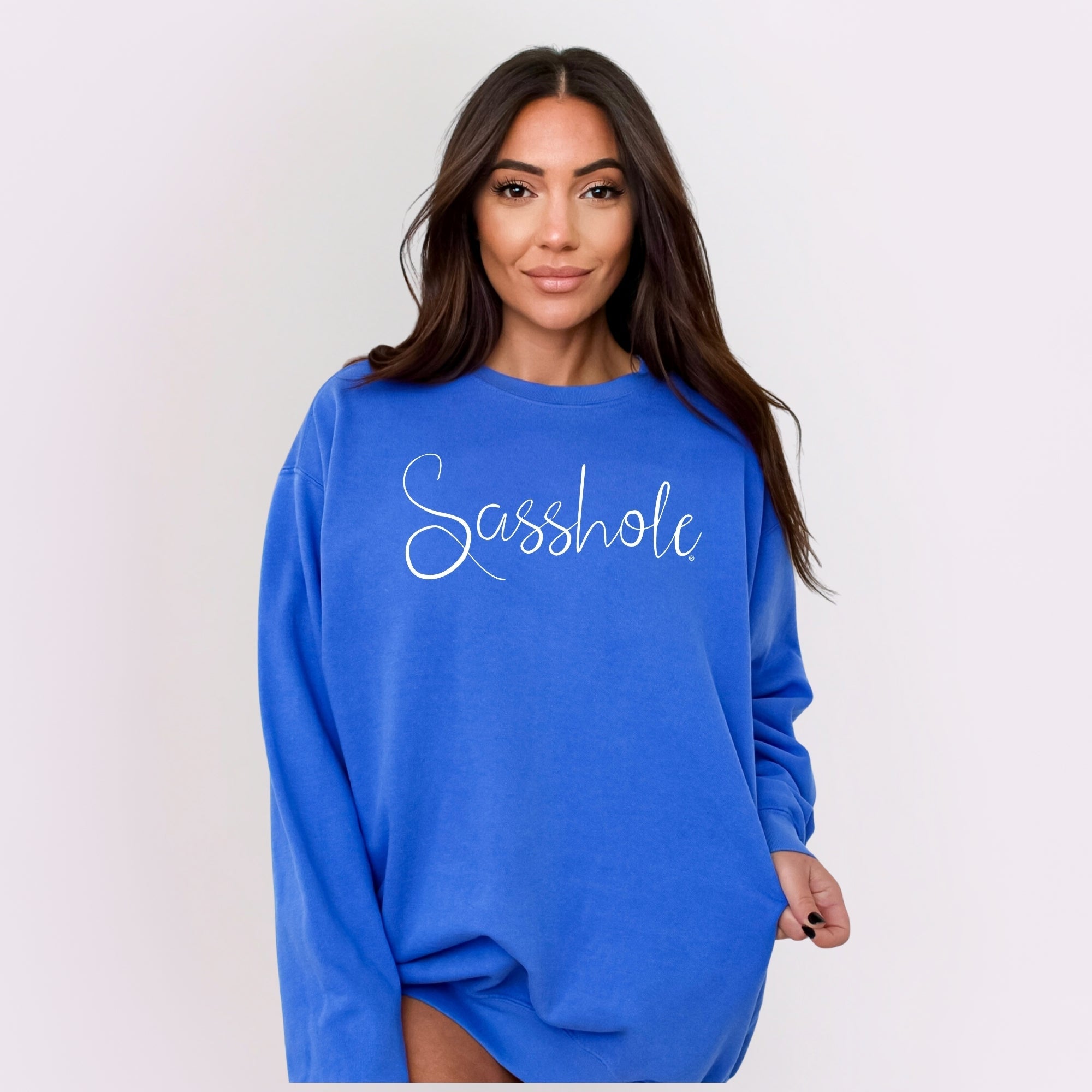 Image of Classic Script Sasshole – Women’s Relaxed Fit Sweatshirt | Minimalist Graphic Tee | Sasshole® - Funny Graphic Tee by Sasshole® Clothing