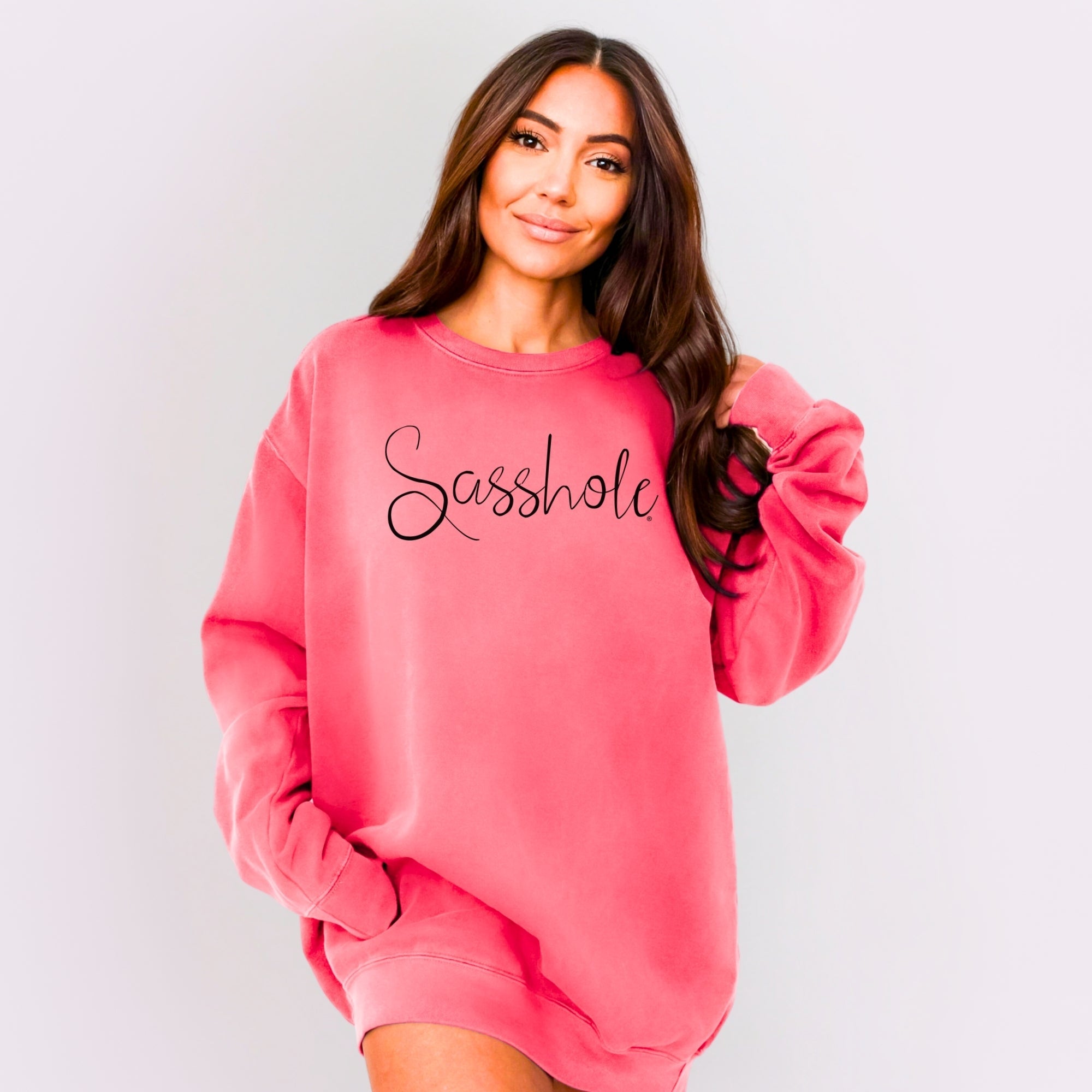 Classic Script Sasshole – Women’s Relaxed Fit Sweatshirt | Minimalist Graphic Tee | Sasshole® - Funny Graphic Tee by Sasshole® Clothing