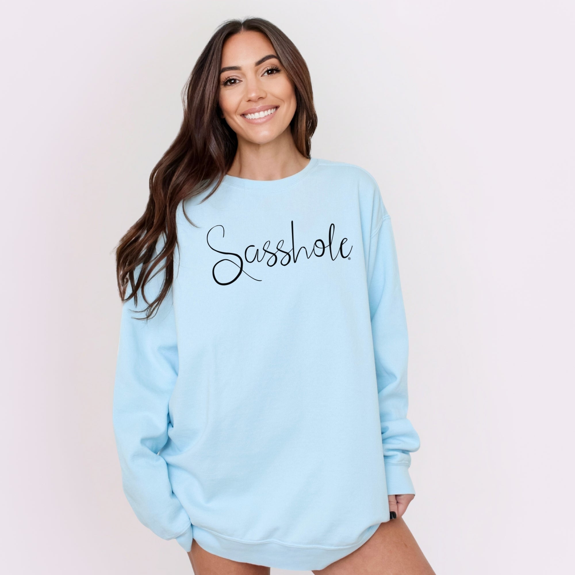 Classic Script Sasshole – Women’s Relaxed Fit Sweatshirt | Minimalist Graphic Tee | Sasshole® - Funny Graphic Tee by Sasshole® Clothing