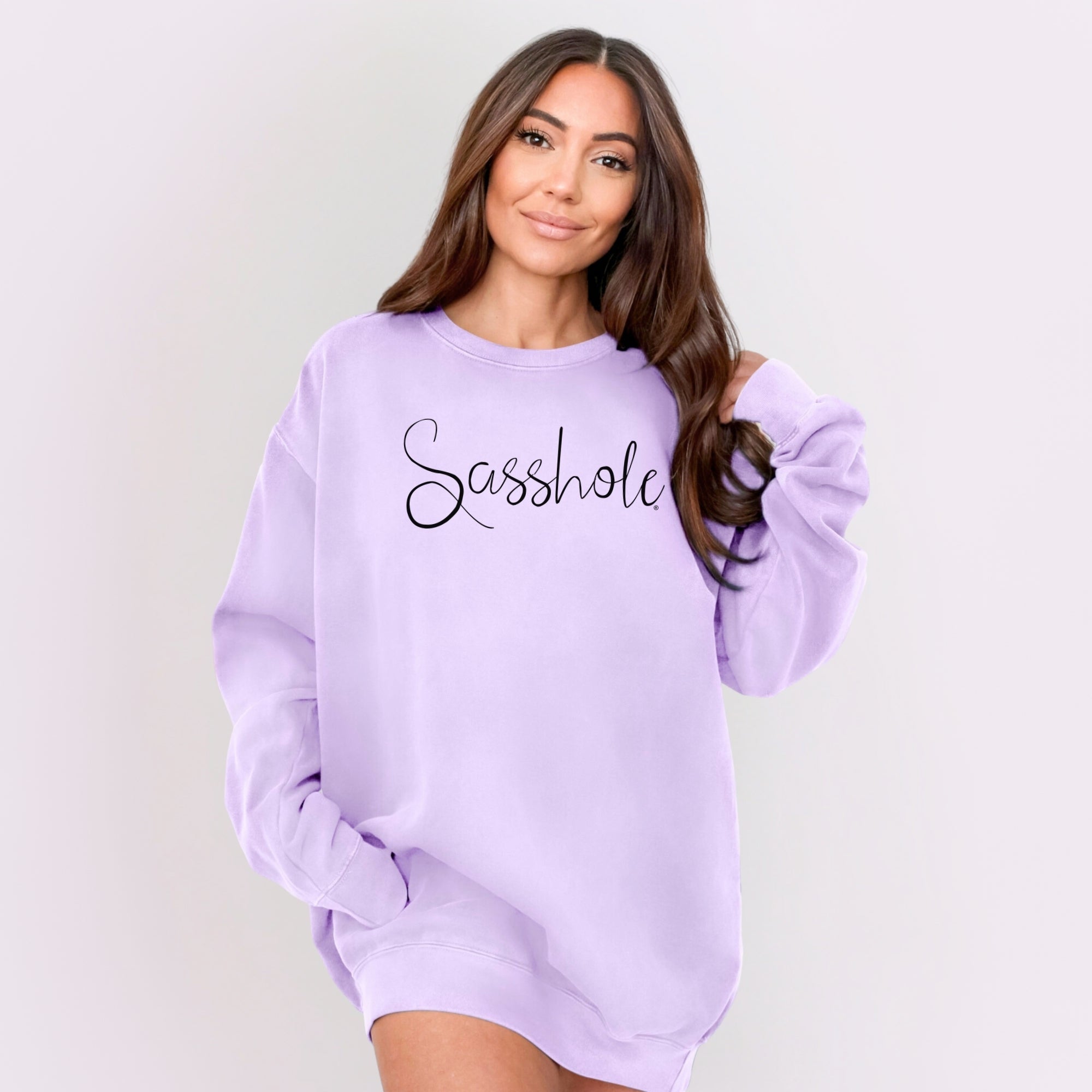 Classic Script Sasshole – Women’s Relaxed Fit Sweatshirt | Minimalist Graphic Tee | Sasshole® - Funny Graphic Tee by Sasshole® Clothing