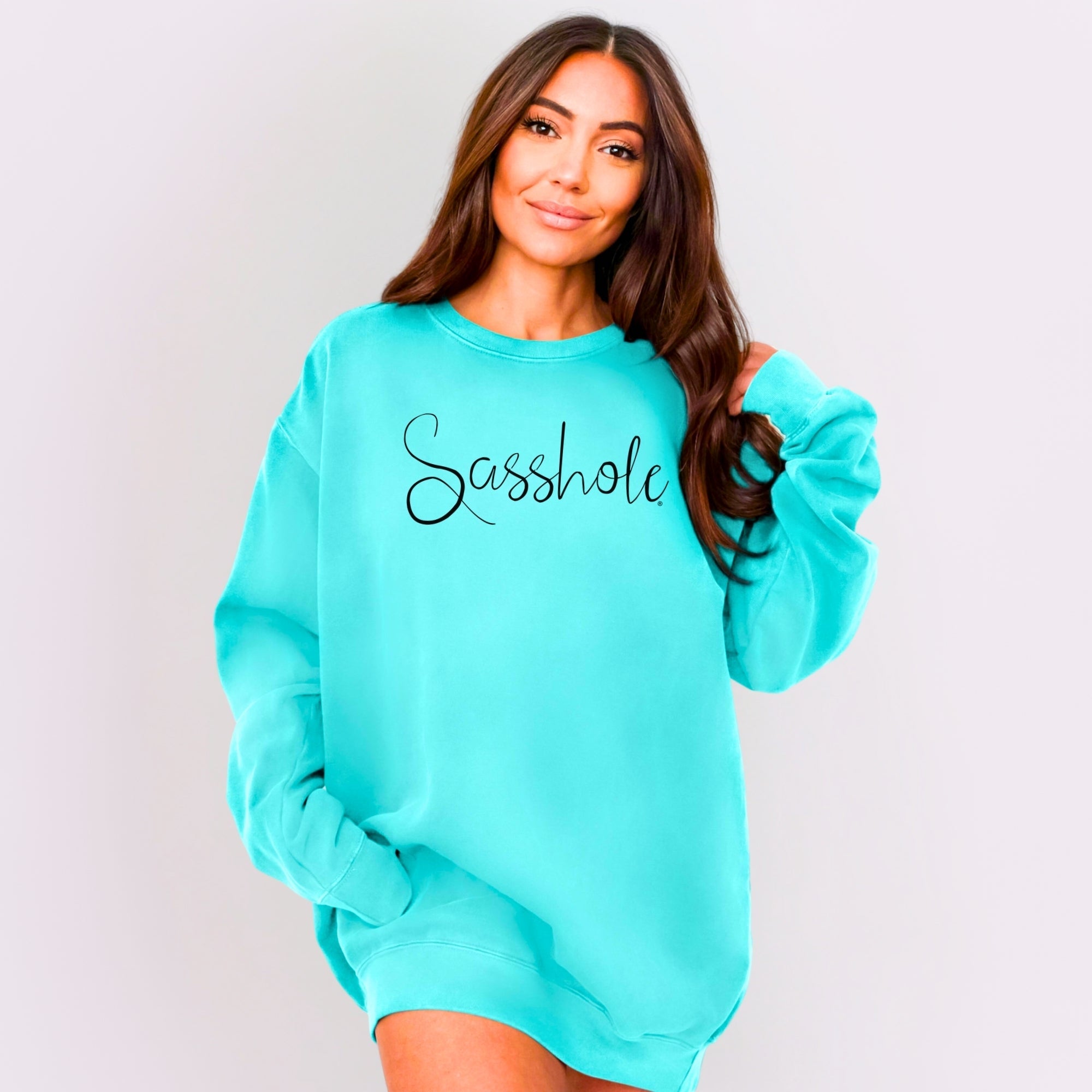 Classic Script Sasshole – Women’s Relaxed Fit Sweatshirt | Minimalist Graphic Tee | Sasshole® - Funny Graphic Tee by Sasshole® Clothing