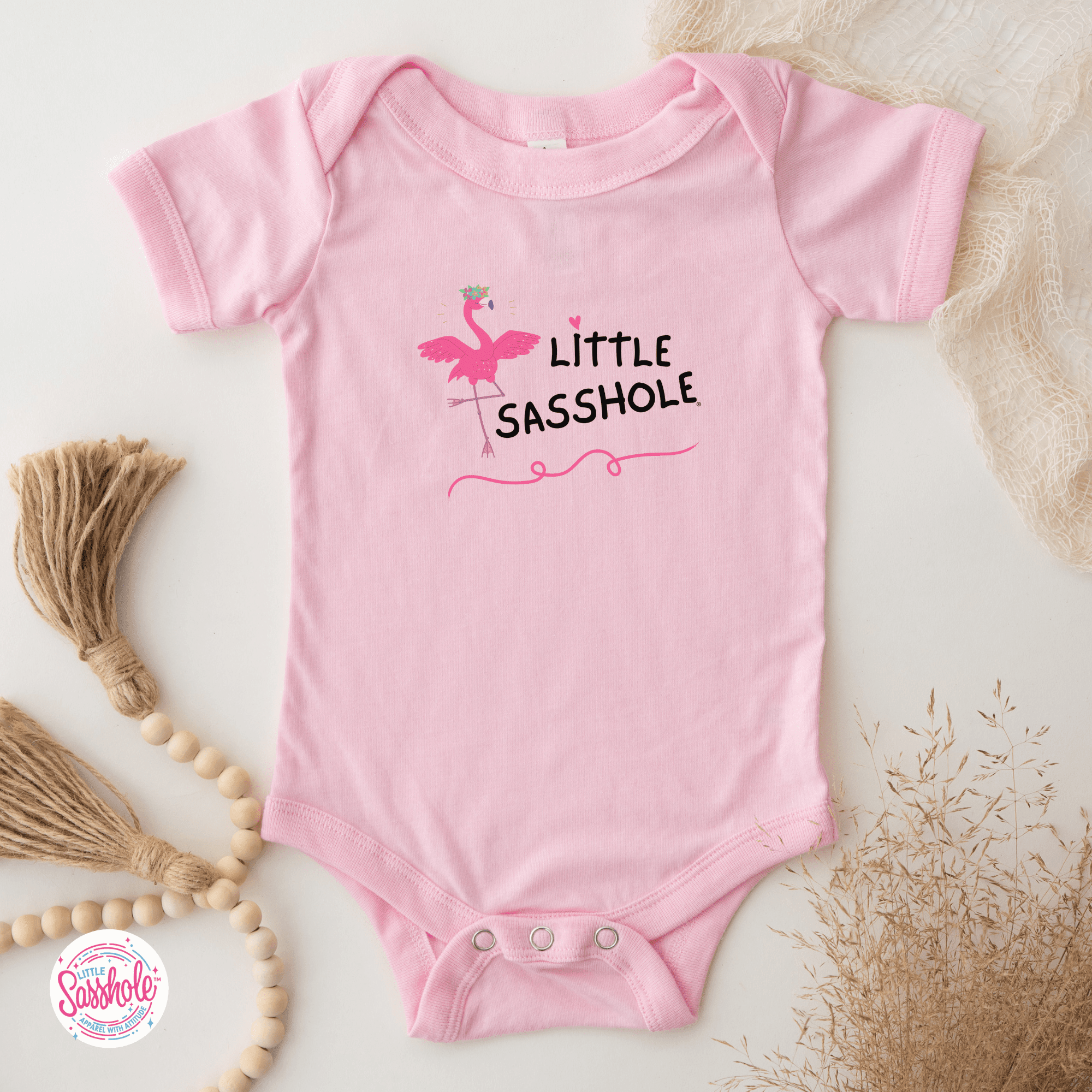 Image of “Flamingo Chic” – Little Sasshole™ Baby Bodysuit - Funny Graphic Tee by Sasshole® Clothing