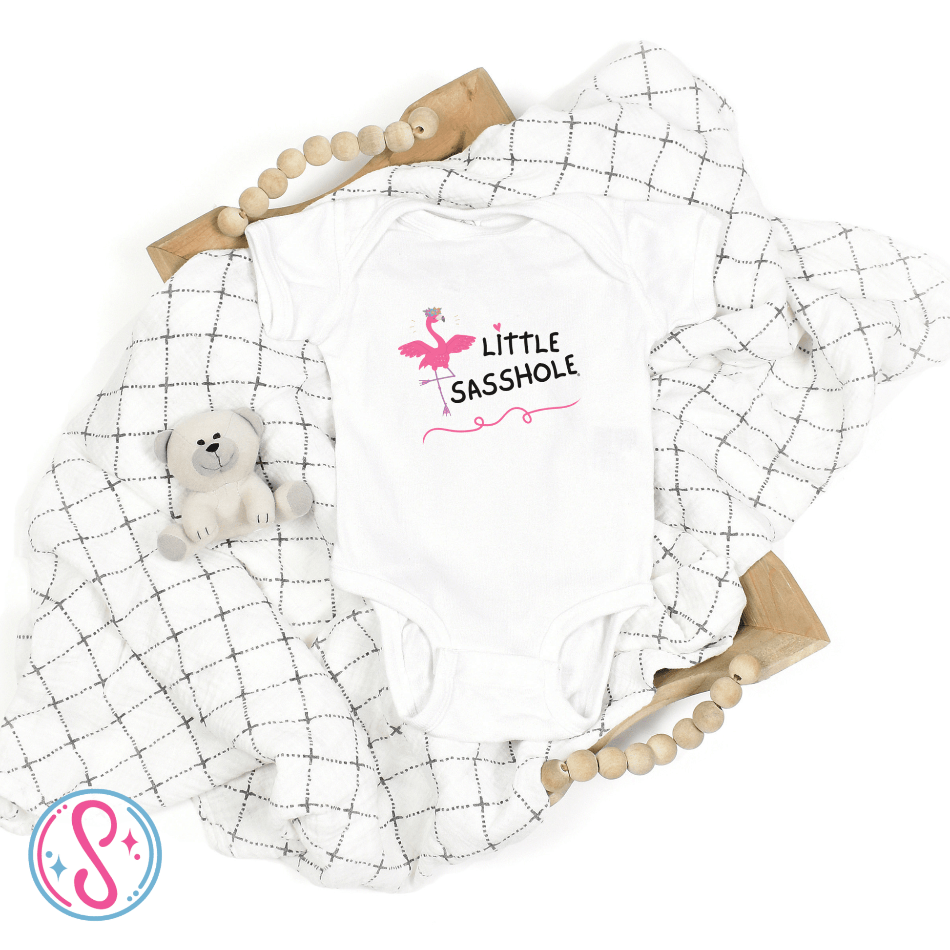 Flamingo Chic: Little Sasshole™ Baby Onesie® for Trendy Tots - Funny Graphic Tee by Sasshole® Clothing