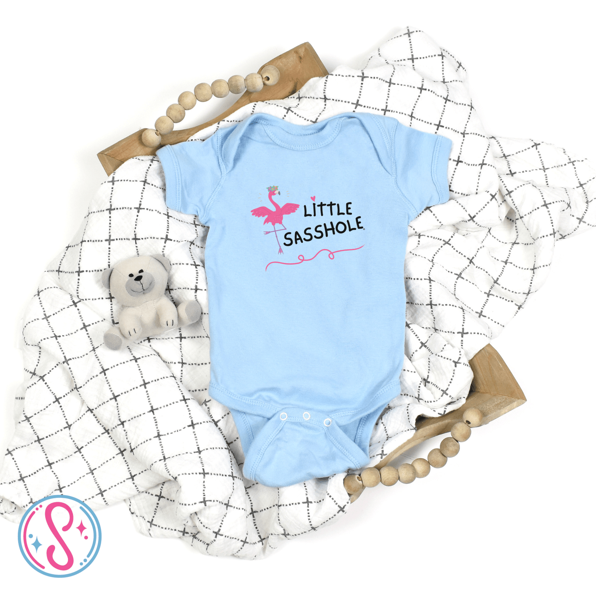 Flamingo Chic: Little Sasshole™ Baby Onesie® for Trendy Tots - Funny Graphic Tee by Sasshole® Clothing