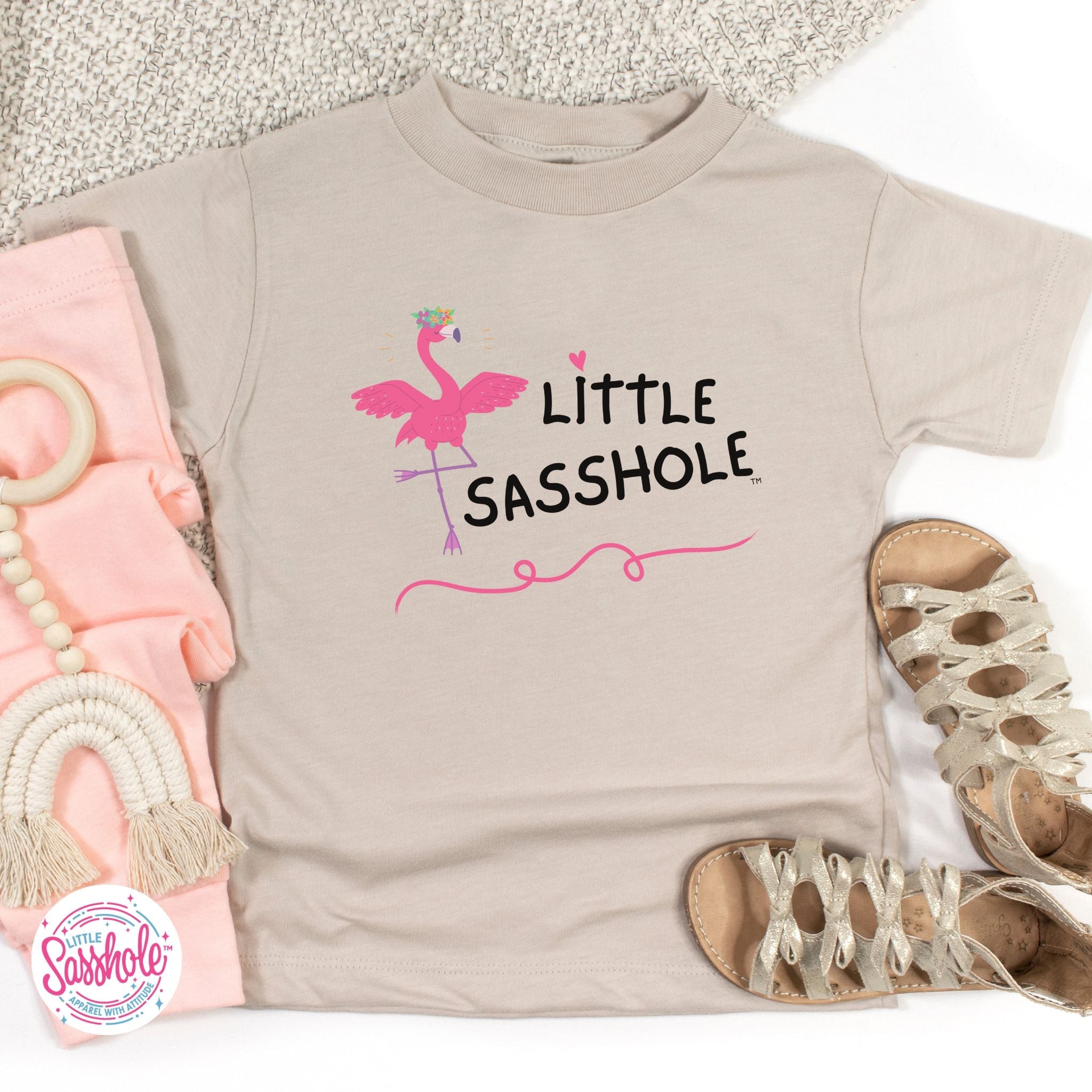 Image of Flamingo Fabulous: Little Sasshole™ Toddler Girls' T-shirt - Funny Graphic Tee by Sasshole® Clothing