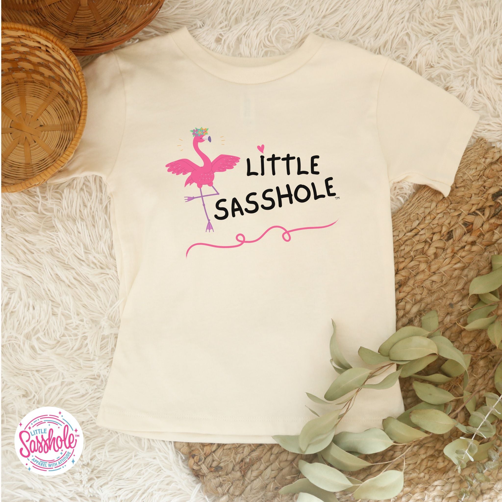 Image of Flamingo Fabulous: Little Sasshole™ Toddler Girls' T-shirt - Funny Graphic Tee by Sasshole® Clothing