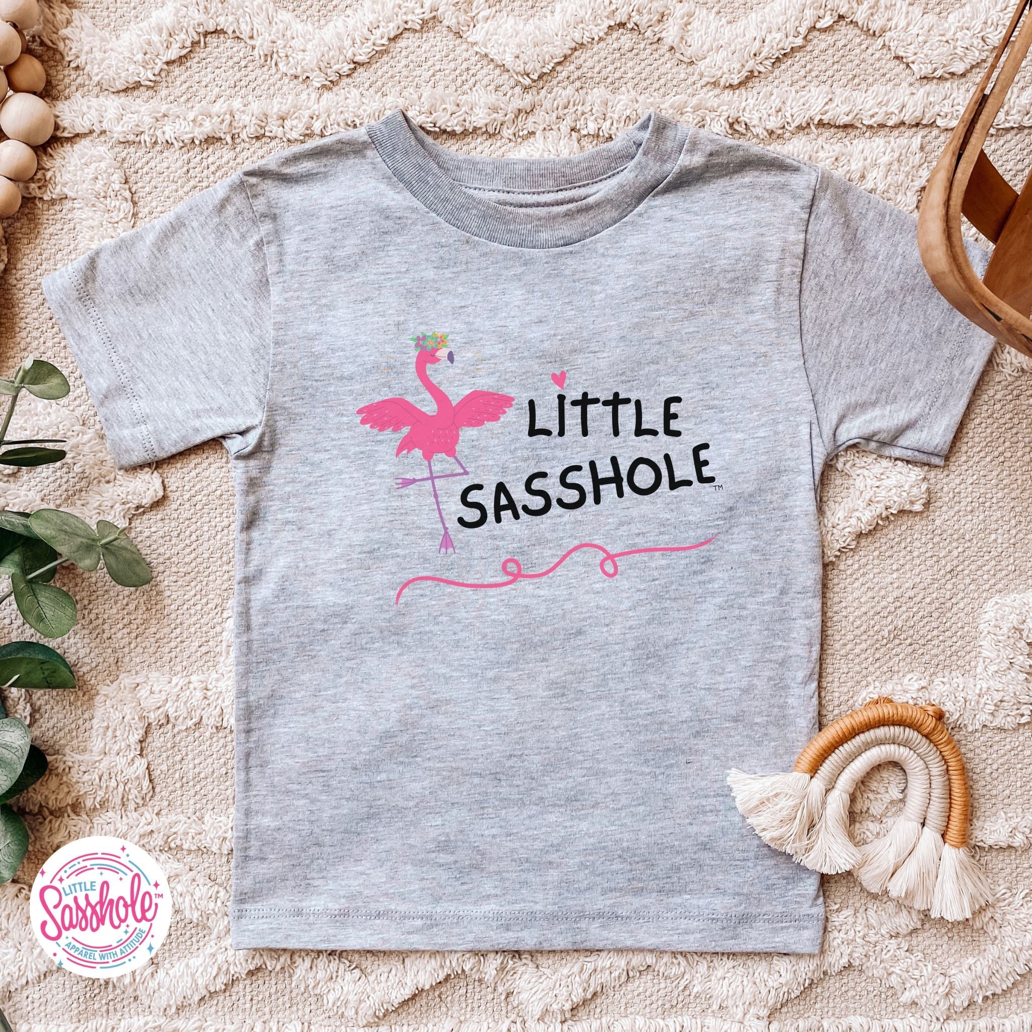 Flamingo Fabulous: Little Sasshole™ Toddler Girls' T-shirt - Funny Graphic Tee by Sasshole® Clothing