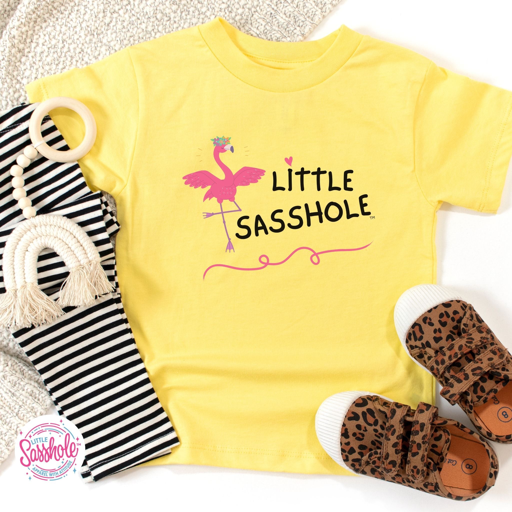 Image of Flamingo Fabulous: Little Sasshole™ Toddler Girls' T-shirt - Funny Graphic Tee by Sasshole® Clothing